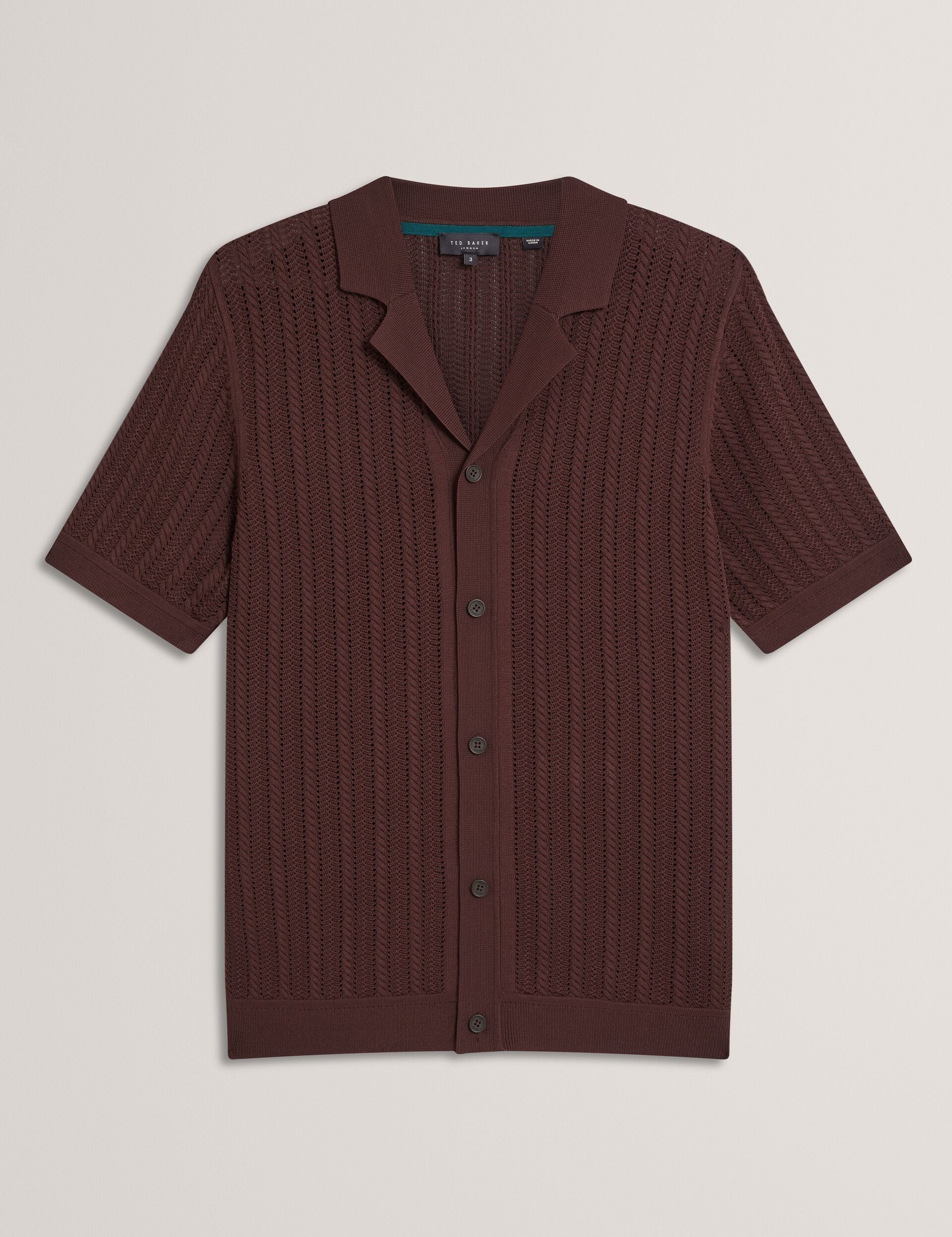 Ted Baker Lound Textured Stripe Knit Short Sleeve Shirt