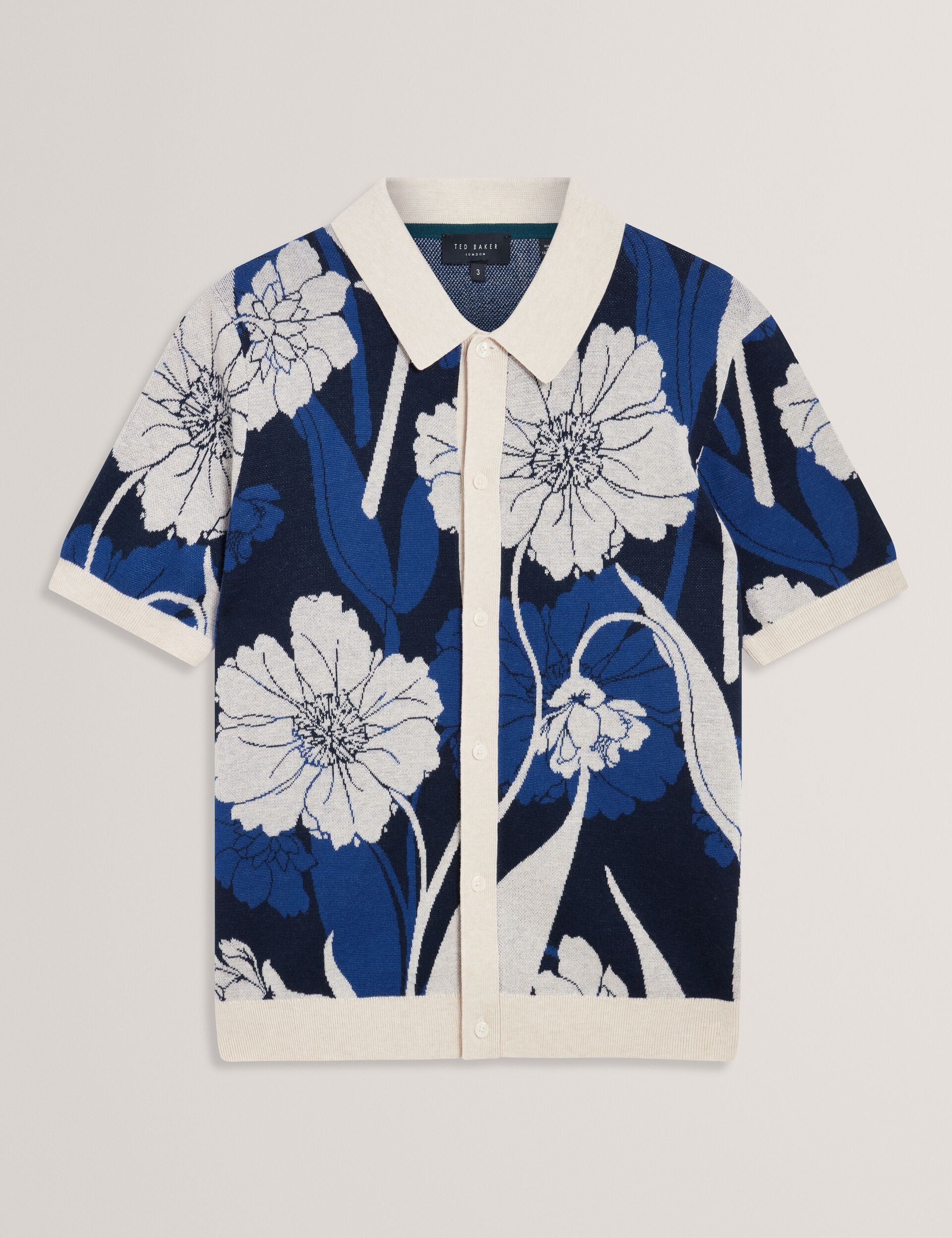 Ted Baker Aldery Jacquard Botanical Print Wool Blend Shirt