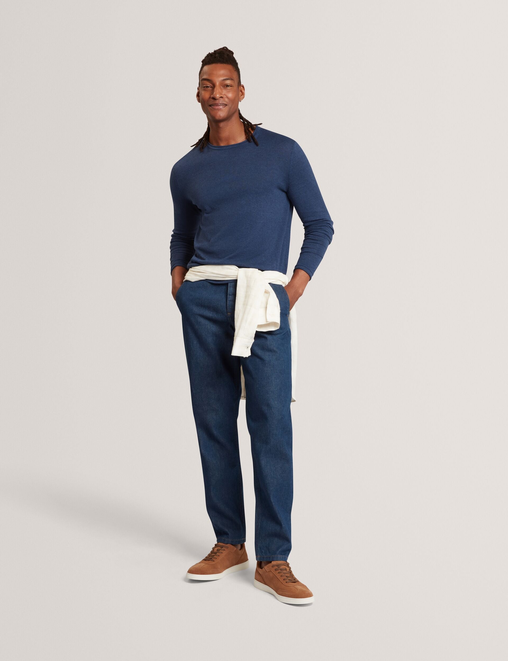 Ted Baker Yaen Rolled Edge Linen Blend Crew Neck Jumper