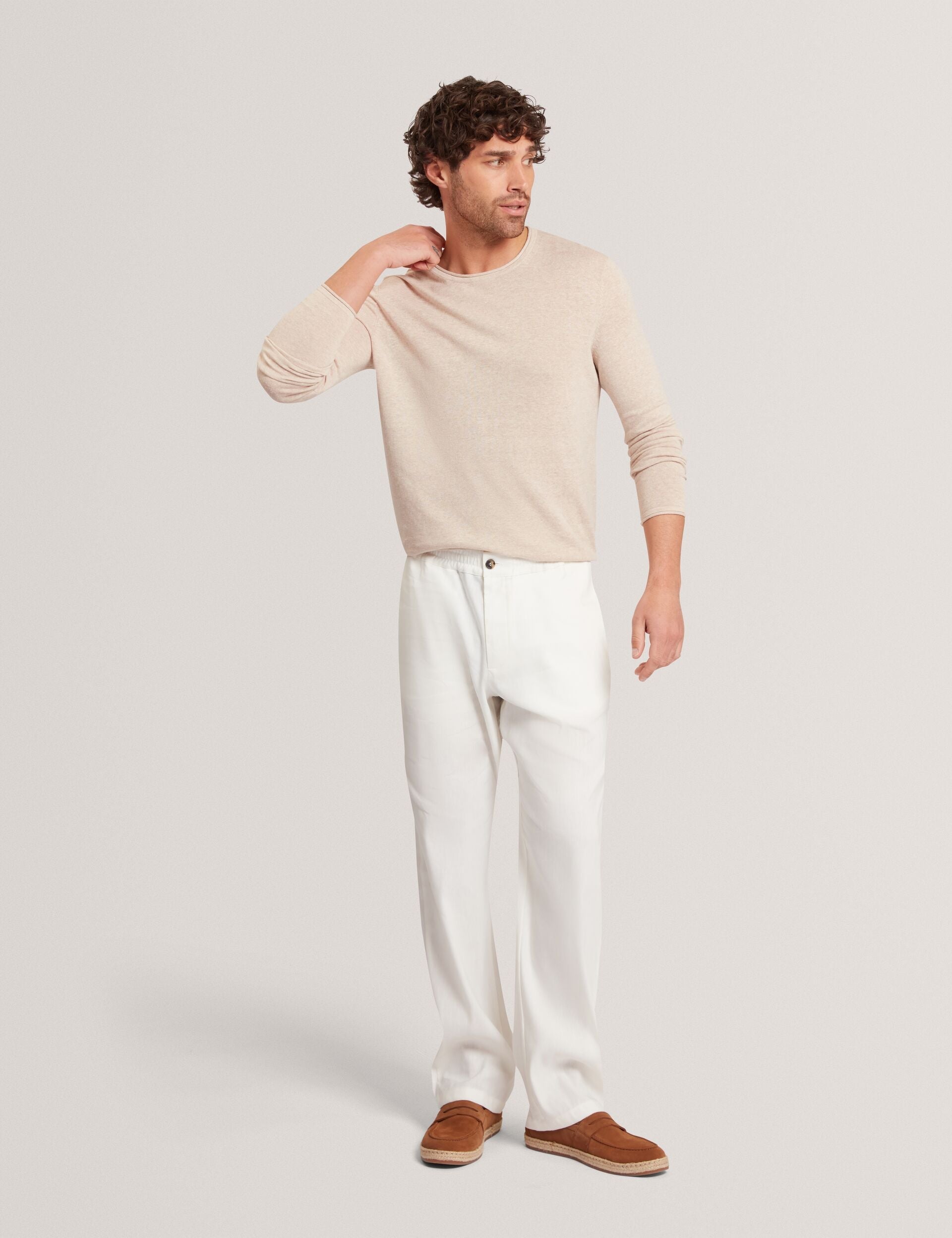 Ted Baker Yaen Rolled Edge Linen Blend Crew Neck Jumper