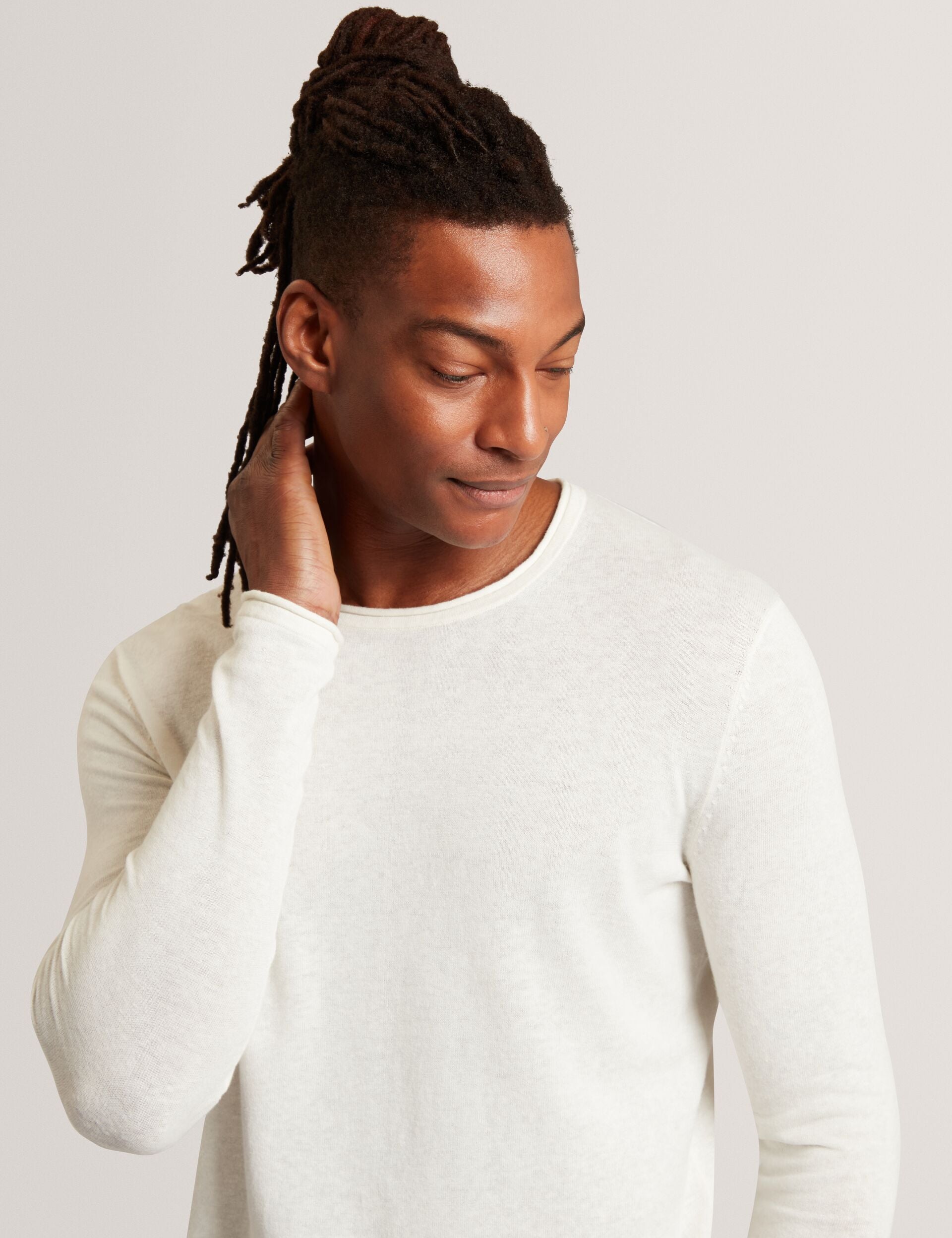 Ted Baker Yaen Rolled Edge Linen Blend Crew Neck Jumper