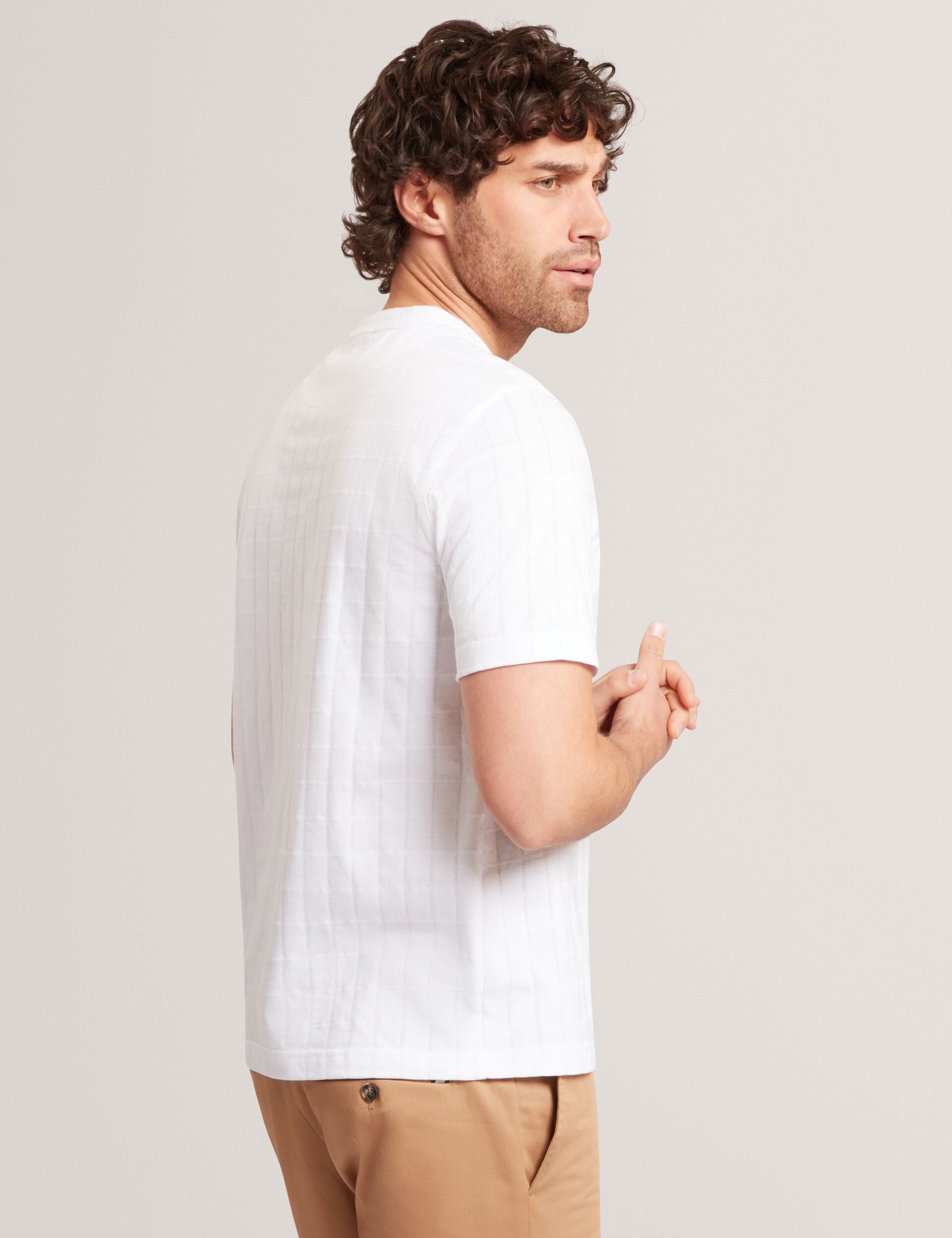Ted Baker Heminwy Jacquard Textured Grid Cotton Tshirt