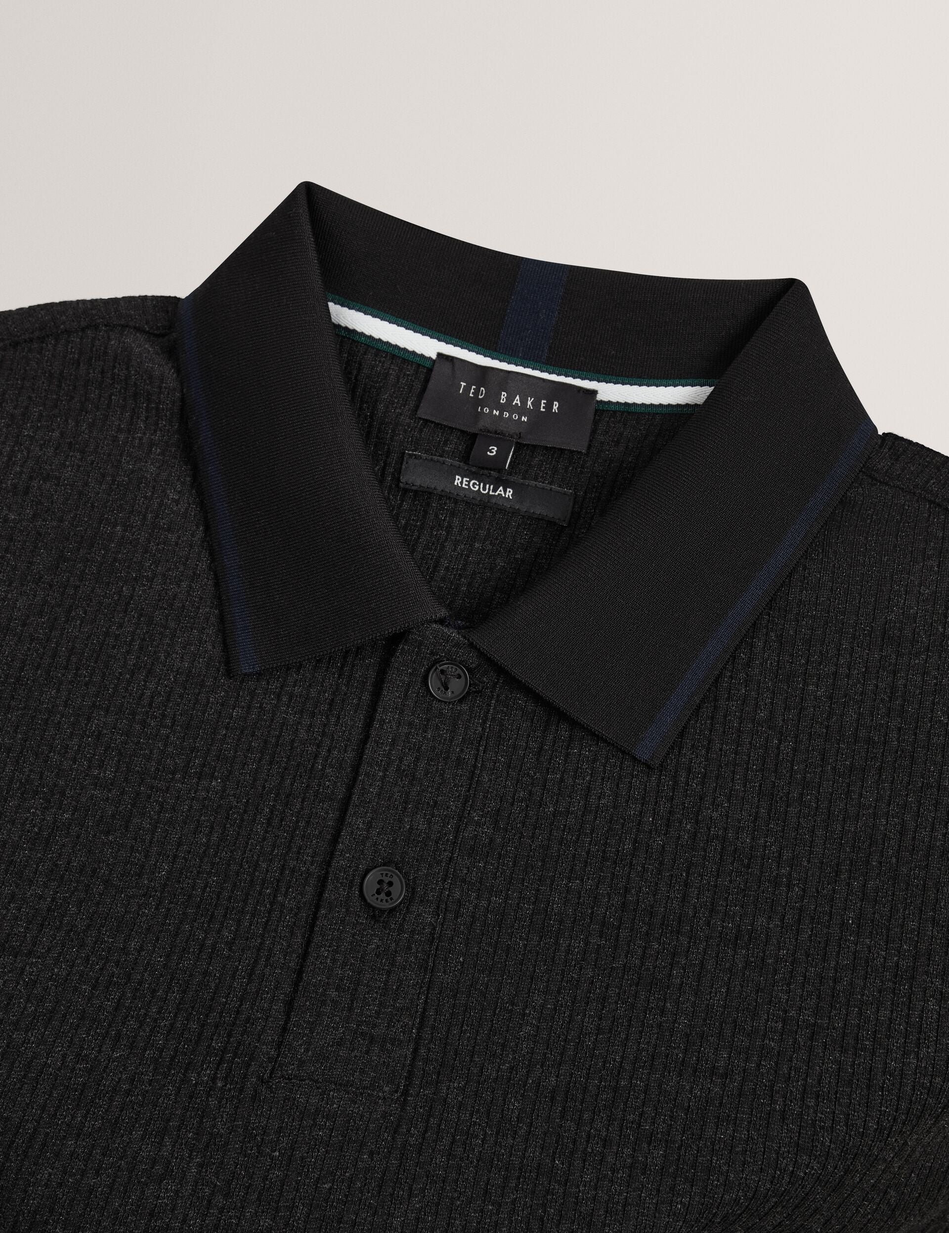 Ted Baker Hammon Stitched Rib Cotton Blend Short Sleeve Polo