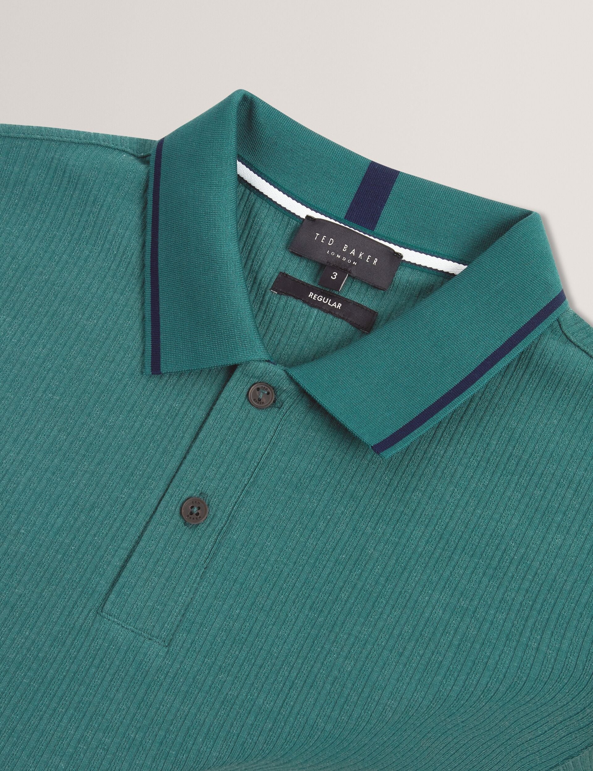 Ted Baker Hammon Stitched Rib Cotton Blend Short Sleeve Polo