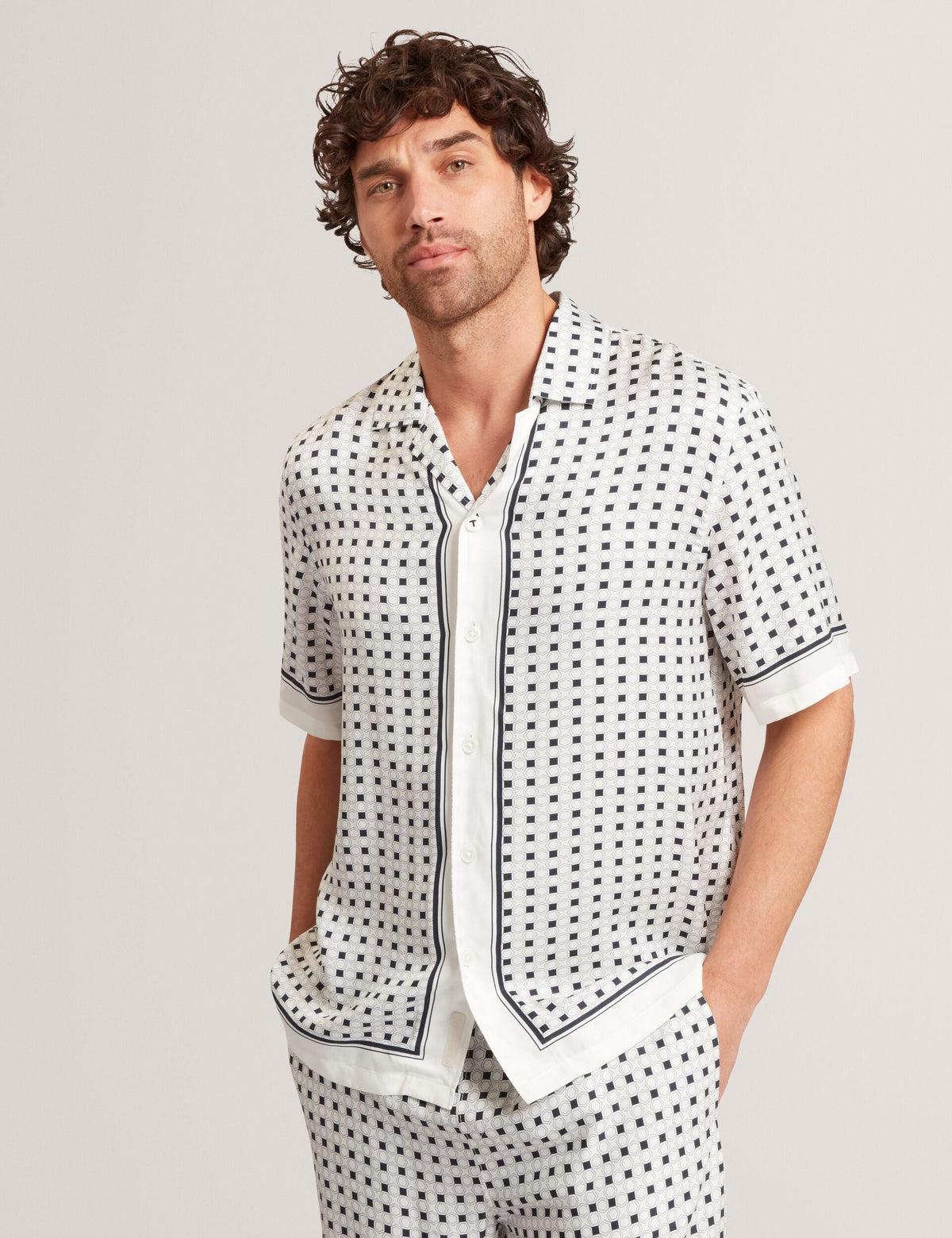 Ted Baker Ferran Border Print Short Sleeve Resort Shirt