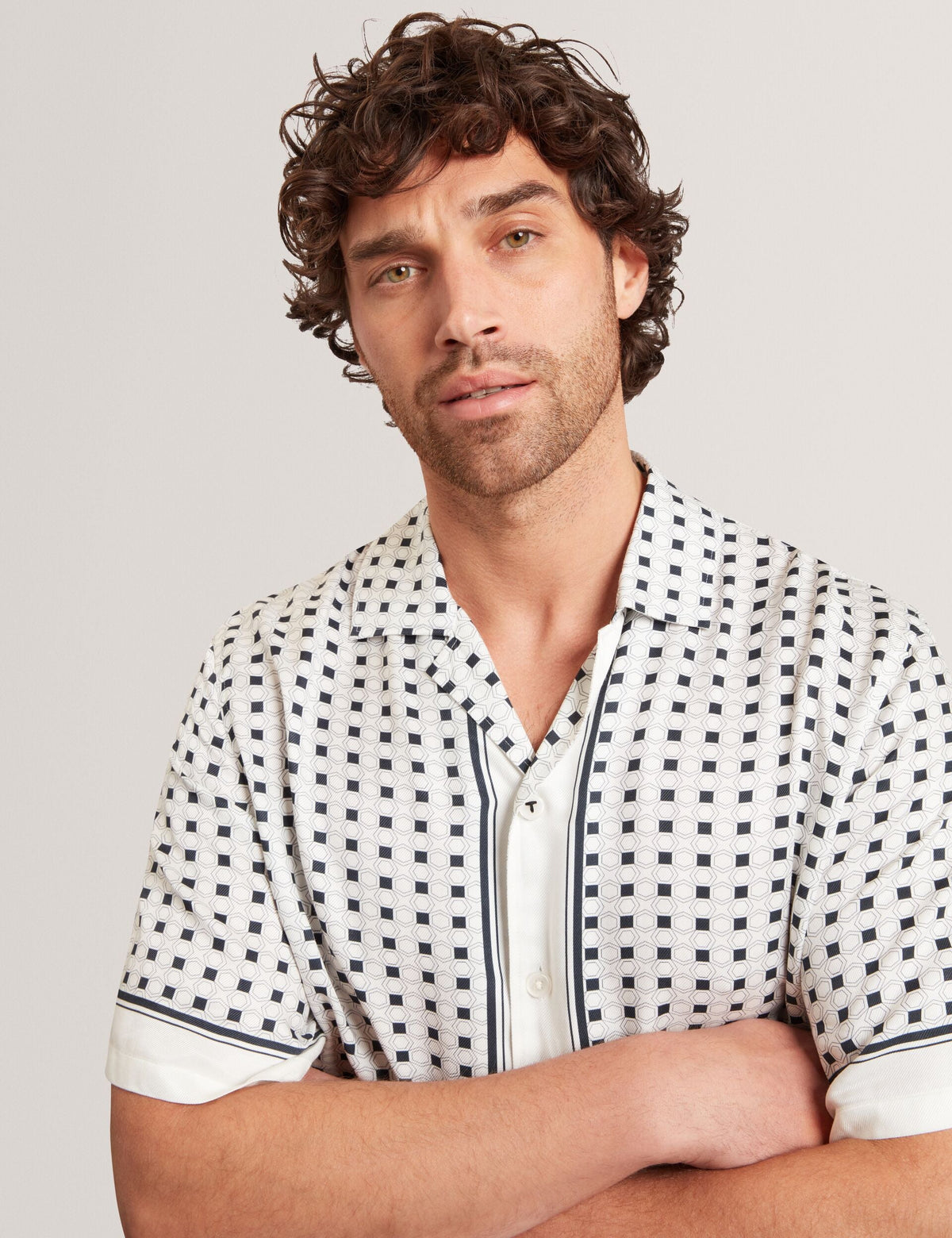 Ted Baker Ferran Border Print Short Sleeve Resort Shirt