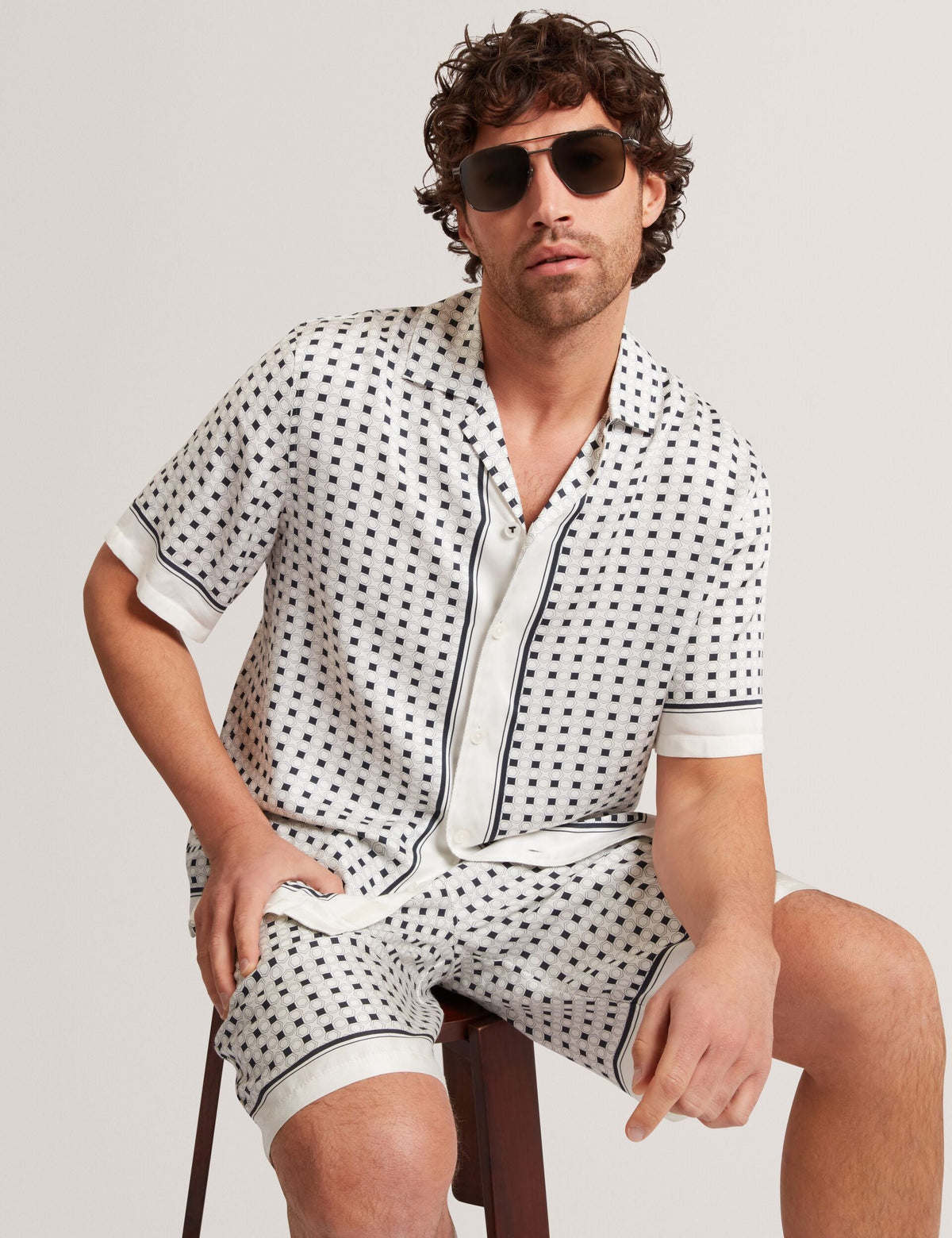 Ted Baker Ferran Border Print Short Sleeve Resort Shirt