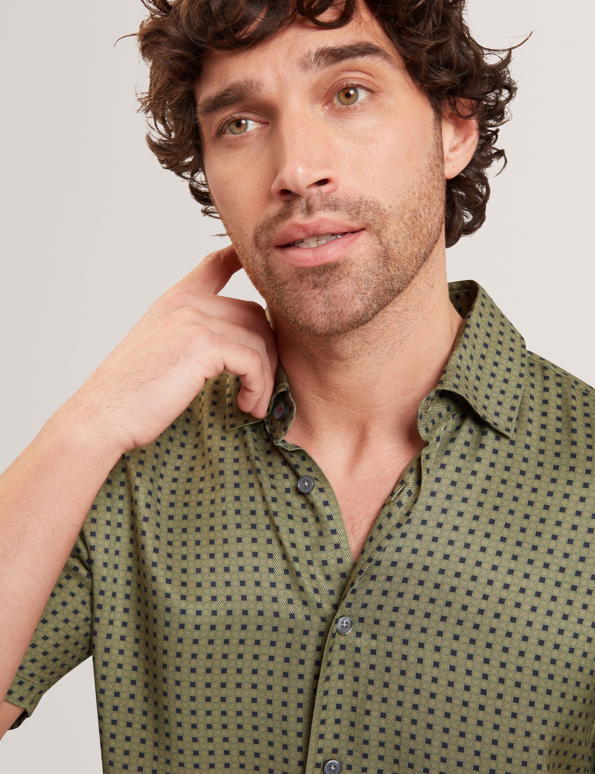 Ted Baker Allistr Geometric Tile Print Short Sleeve Shirt