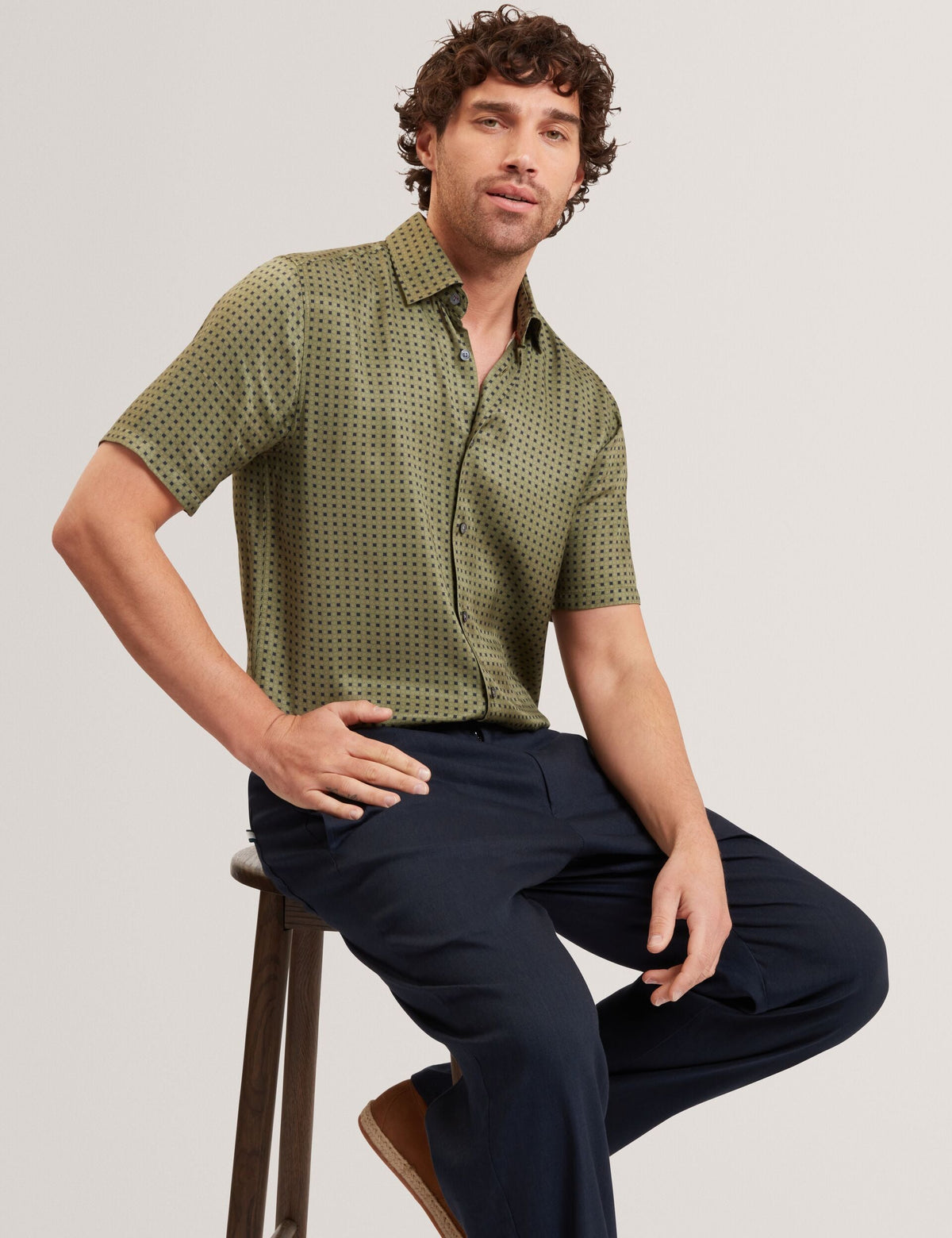 Ted Baker Allistr Geometric Tile Print Short Sleeve Shirt