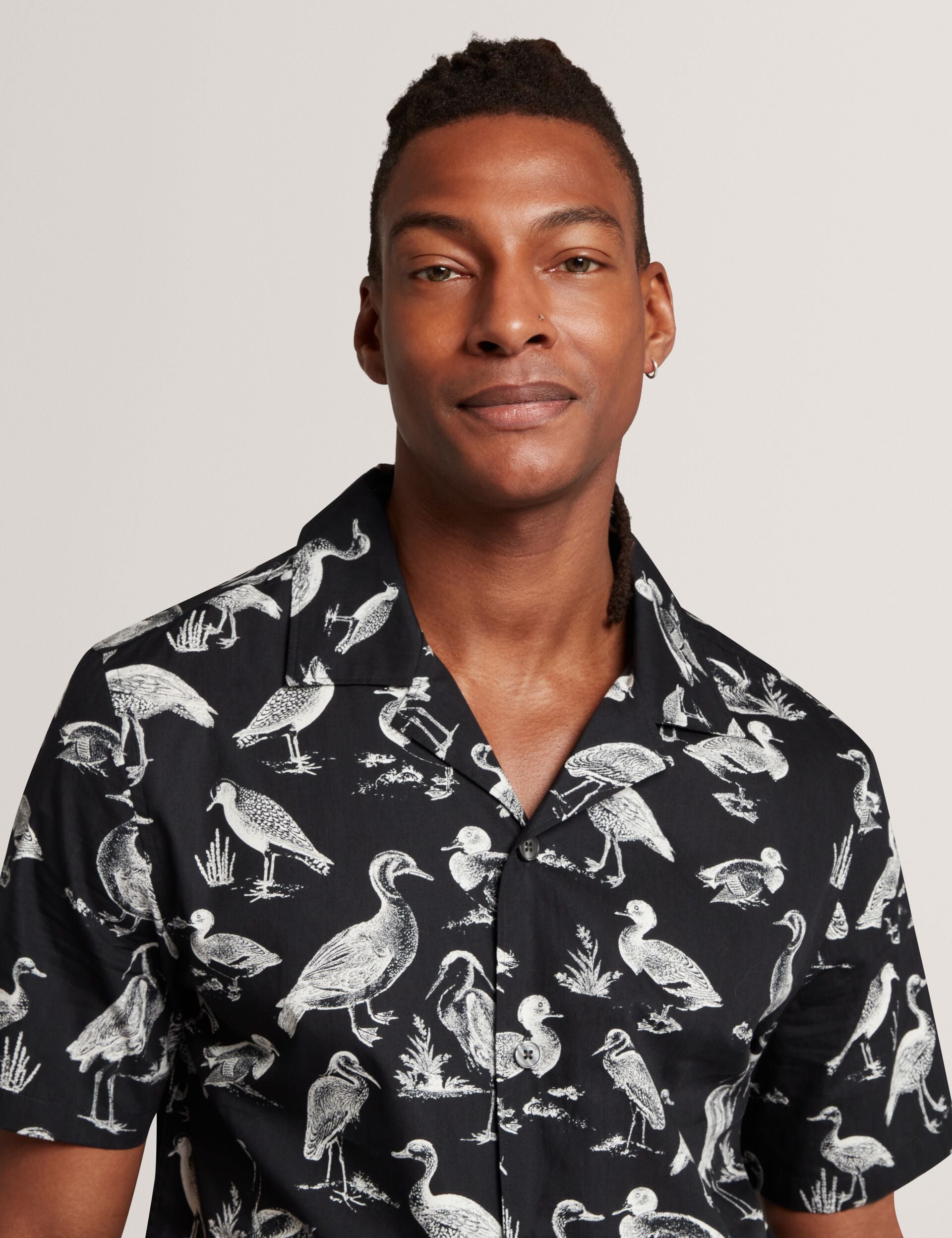 Ted Baker Yamal Duck Print Cotton Short Sleeve Shirt