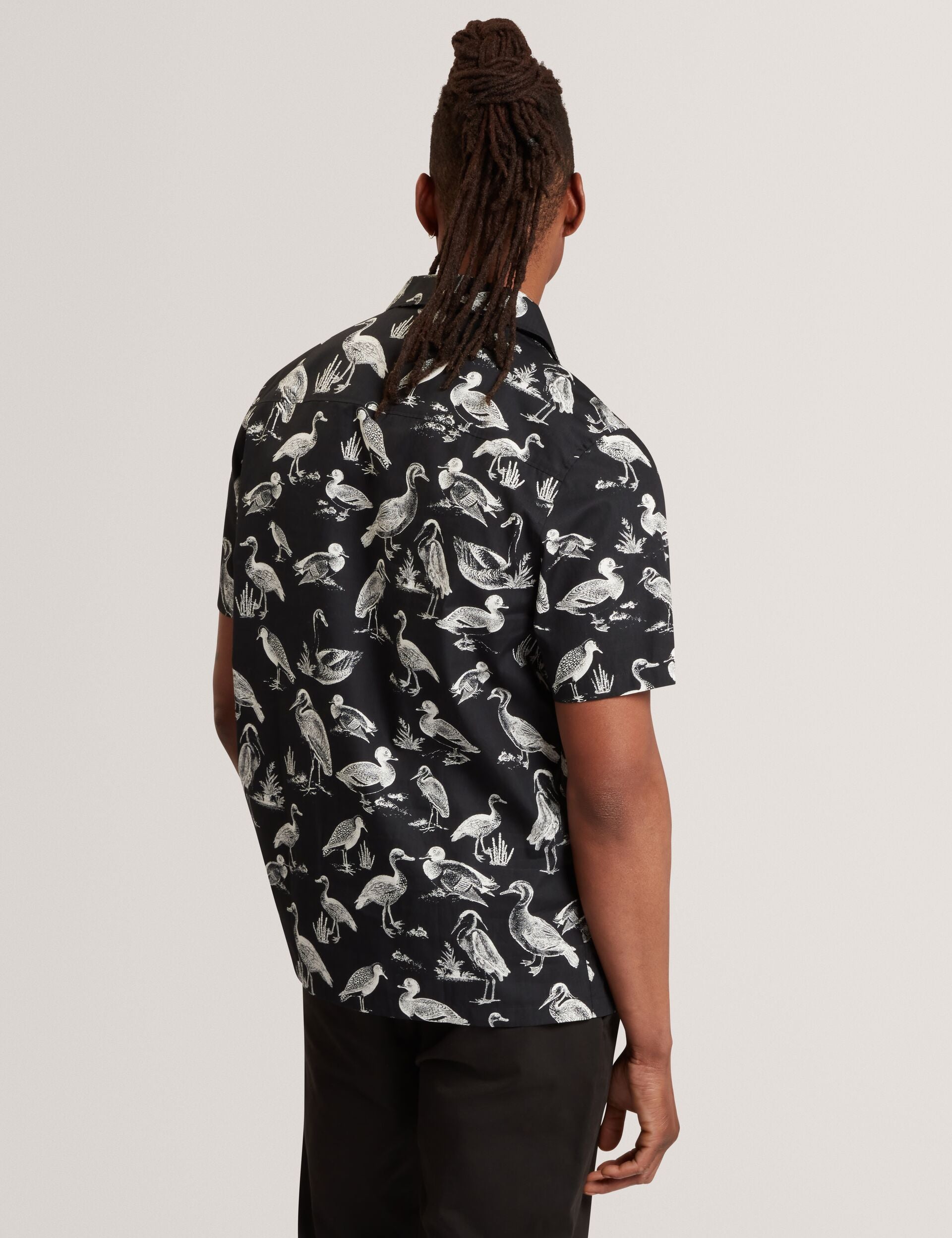 Ted Baker Yamal Duck Print Cotton Short Sleeve Shirt