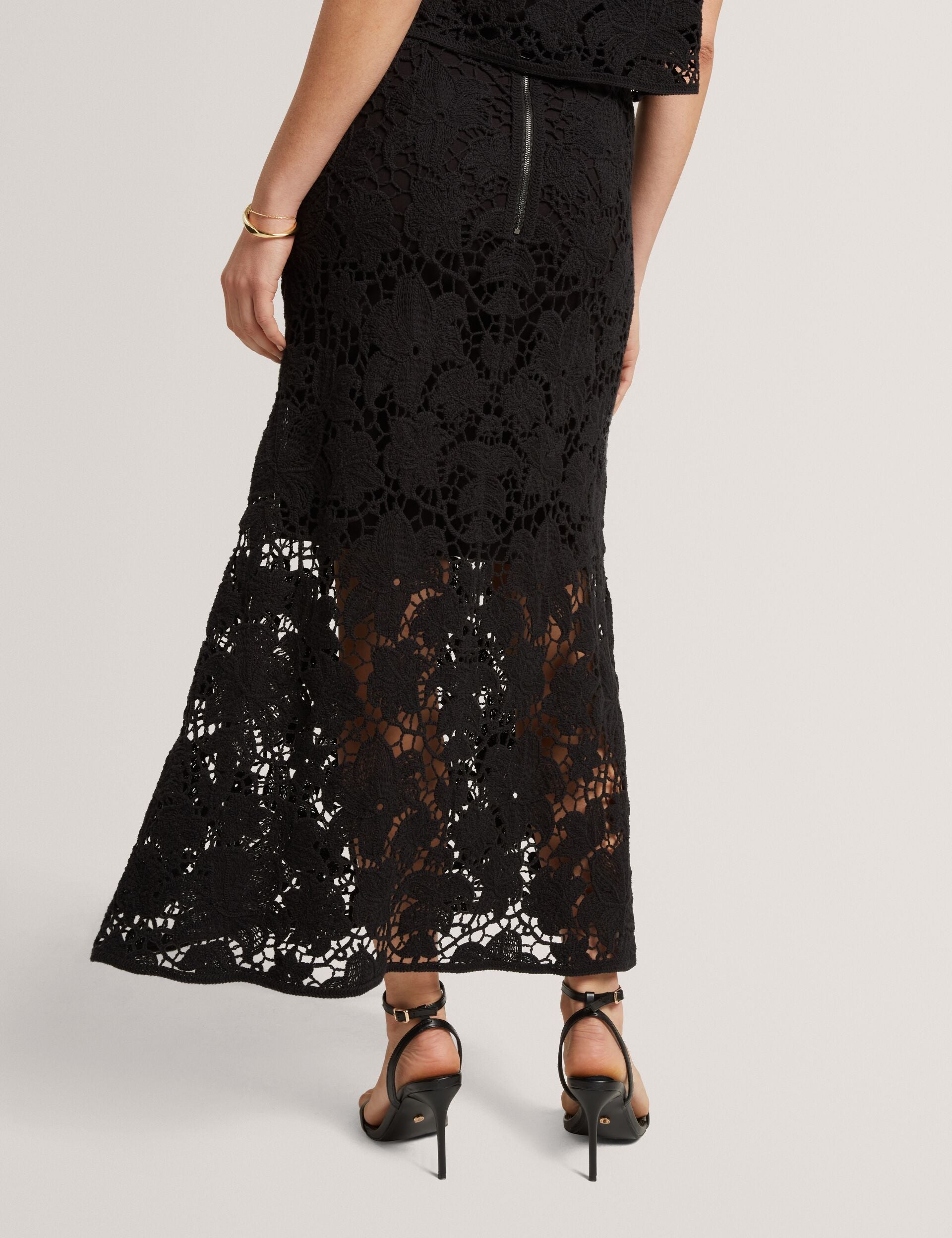 Ted Baker Aphria Crochet Lace Flared Midi Skirt Women's