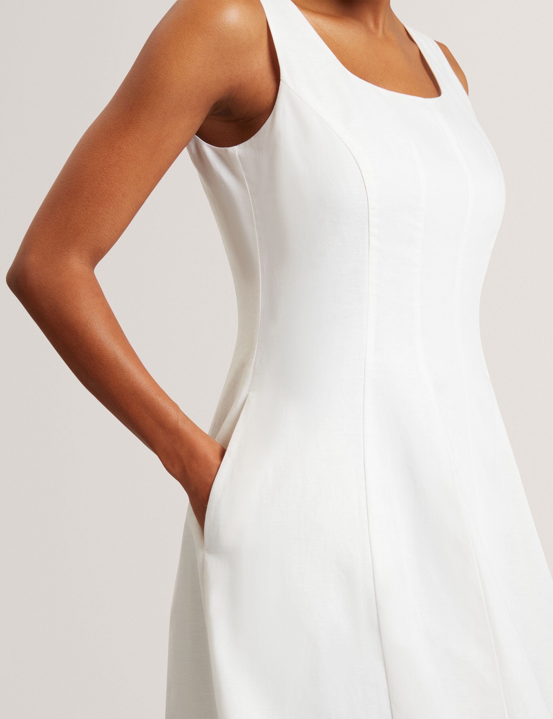 Ted Baker Addisa Linen Cotton Panelled Sleeveless Midi Dress Women's