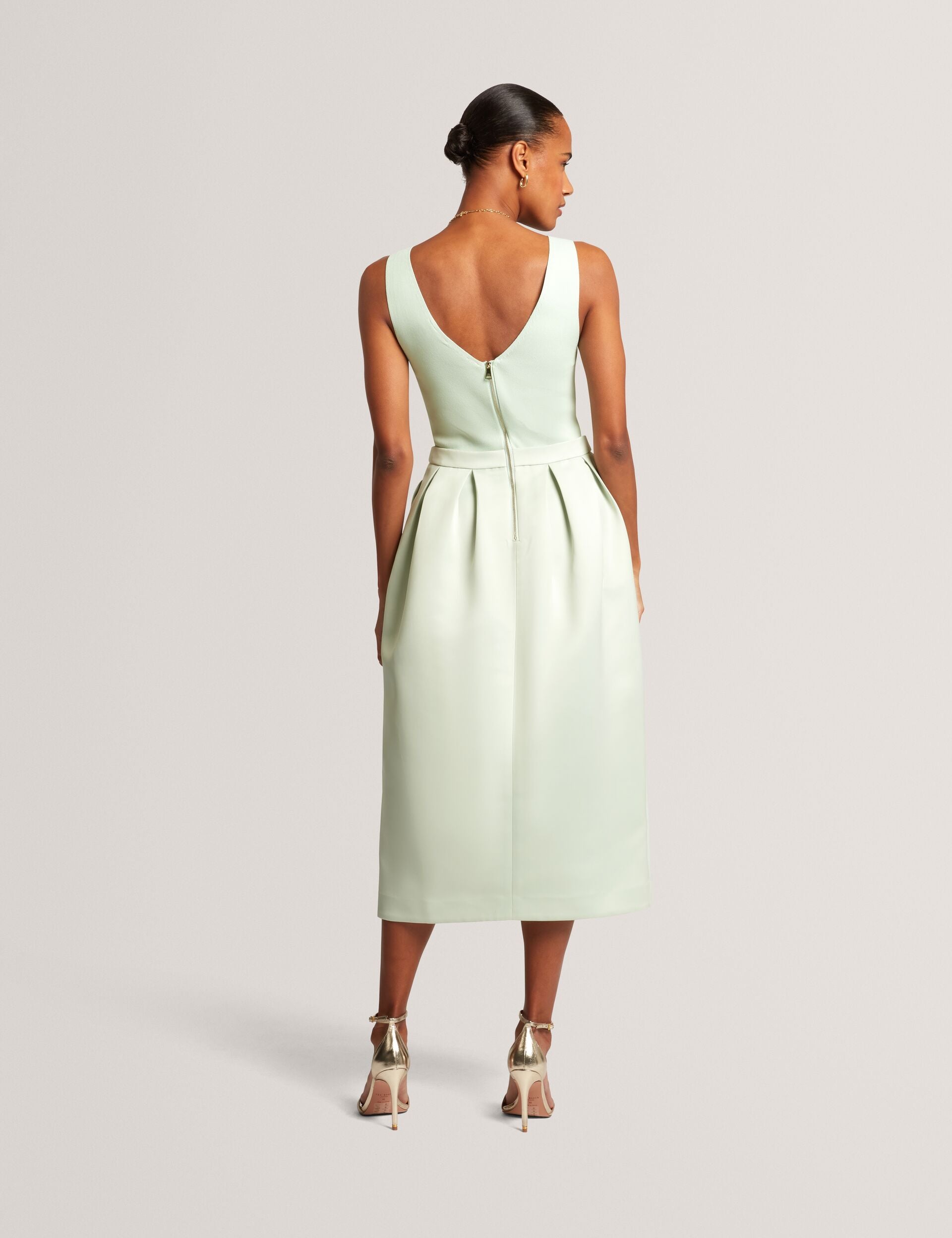 Ted Baker Verlene Sleeveless Knit Satin Tulip Midi Dress Women's