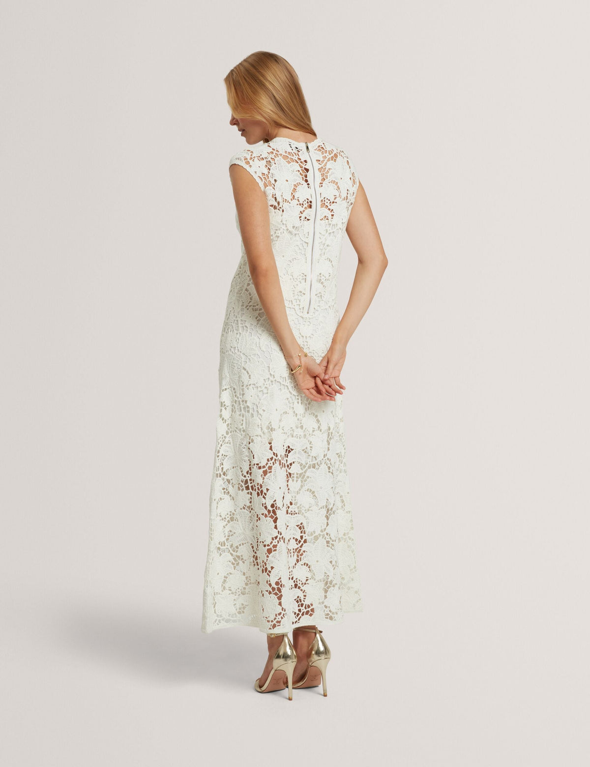 Ted Baker Zinha Crochet Lace Sleeveless Aline Midi Dress Women's