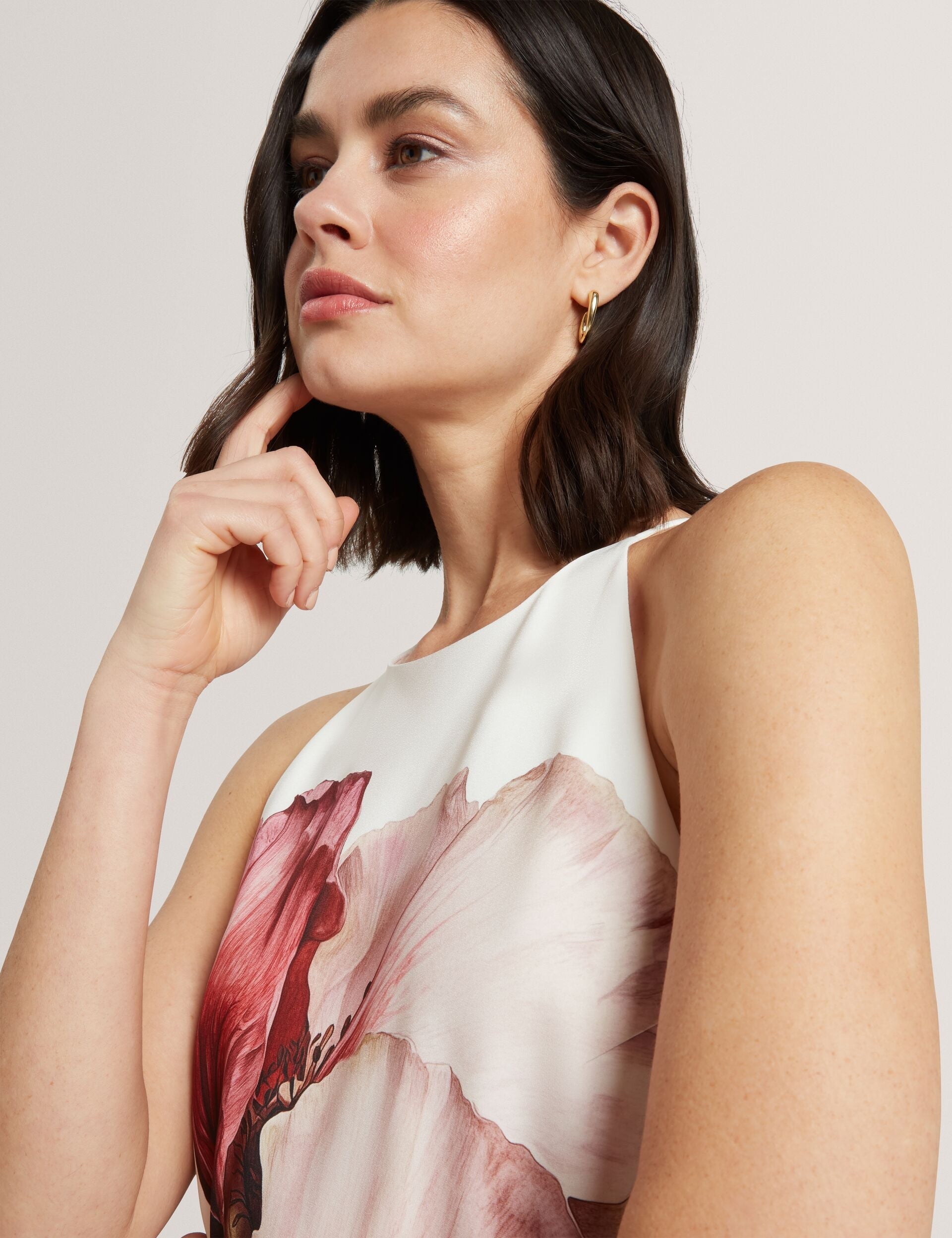 Ted Baker Brosa Floral Placement Print Halterneck Top Women's