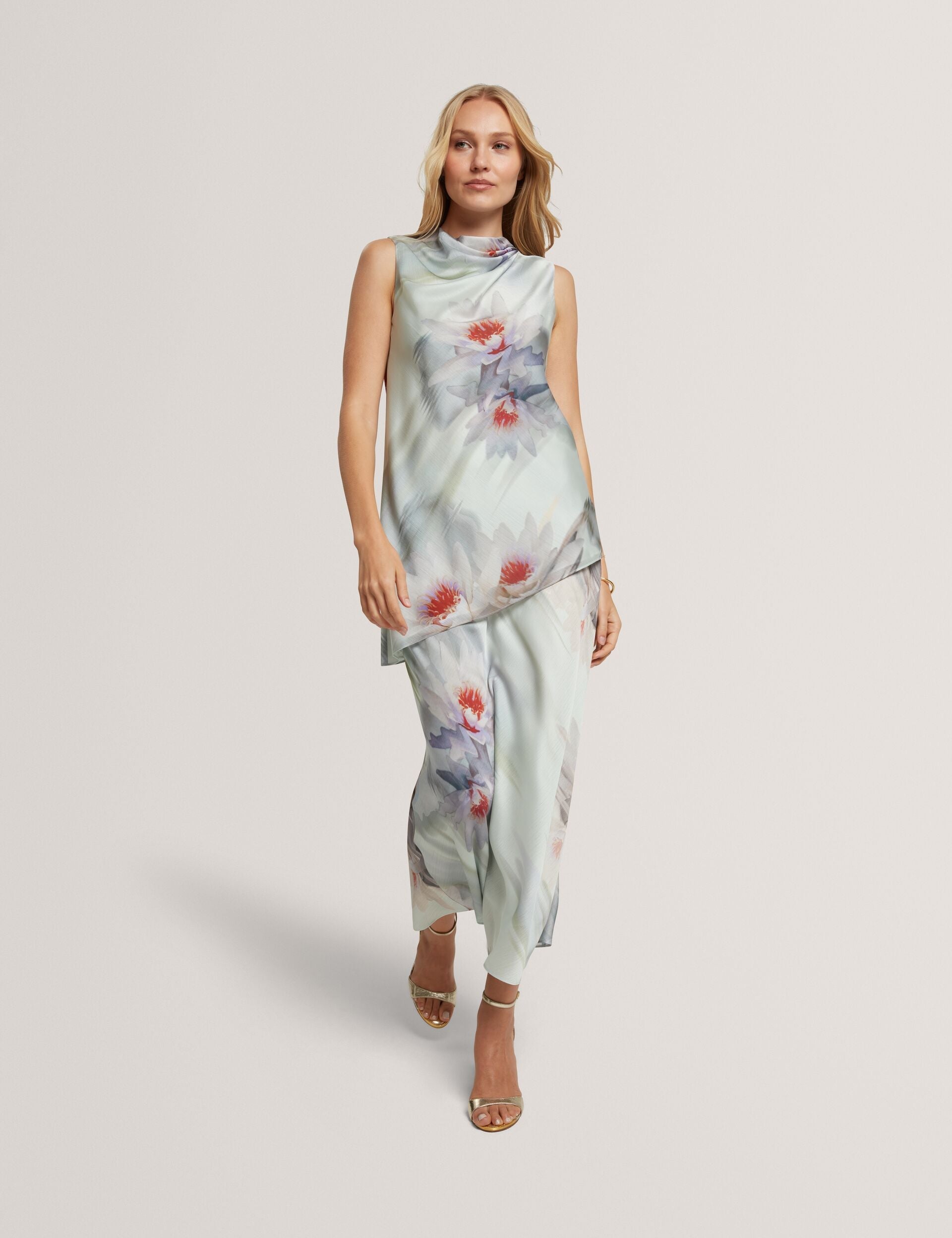 Ted Baker Artica Lily Print Crinkled Bias Midi Skirt Women's