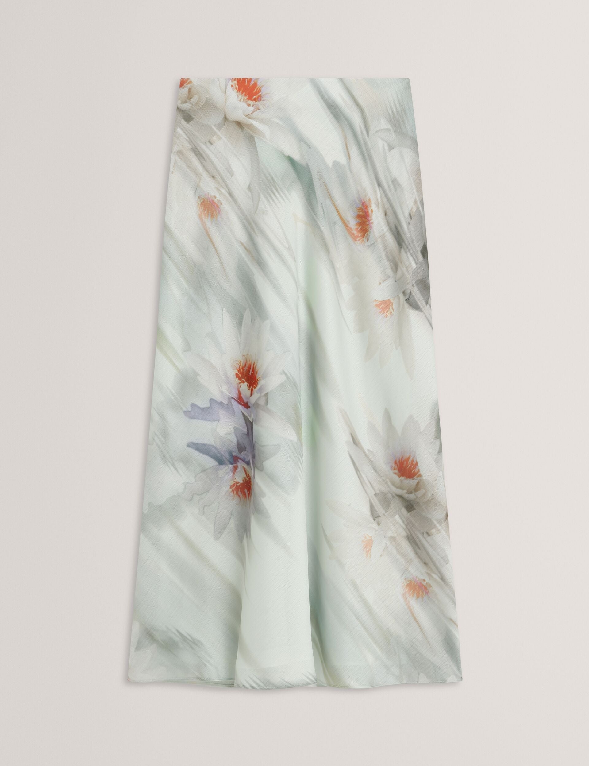 Ted Baker Artica Lily Print Crinkled Bias Midi Skirt Women's