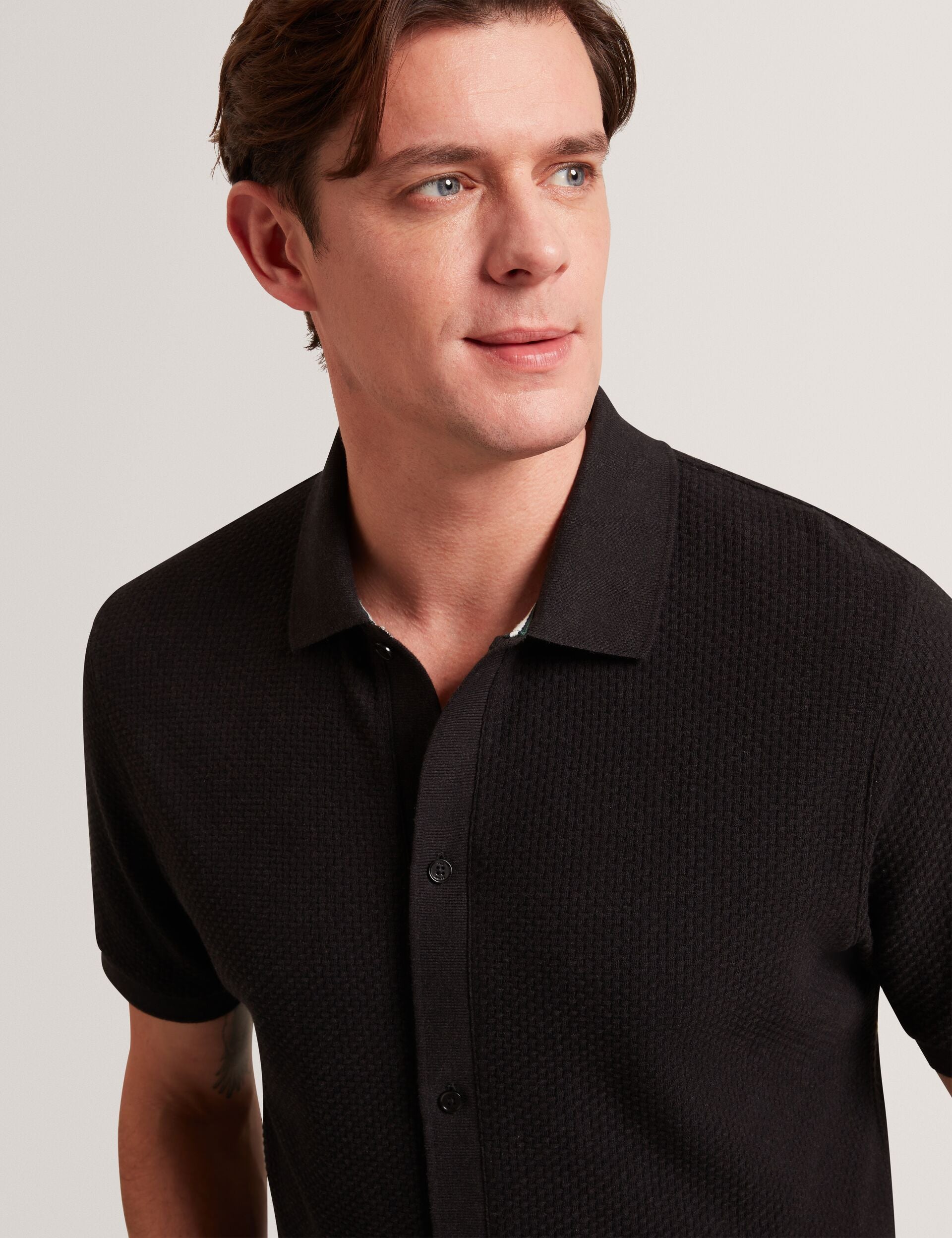 Ted Baker Connyr Textured Knit Buttonthrough Polo Shirt