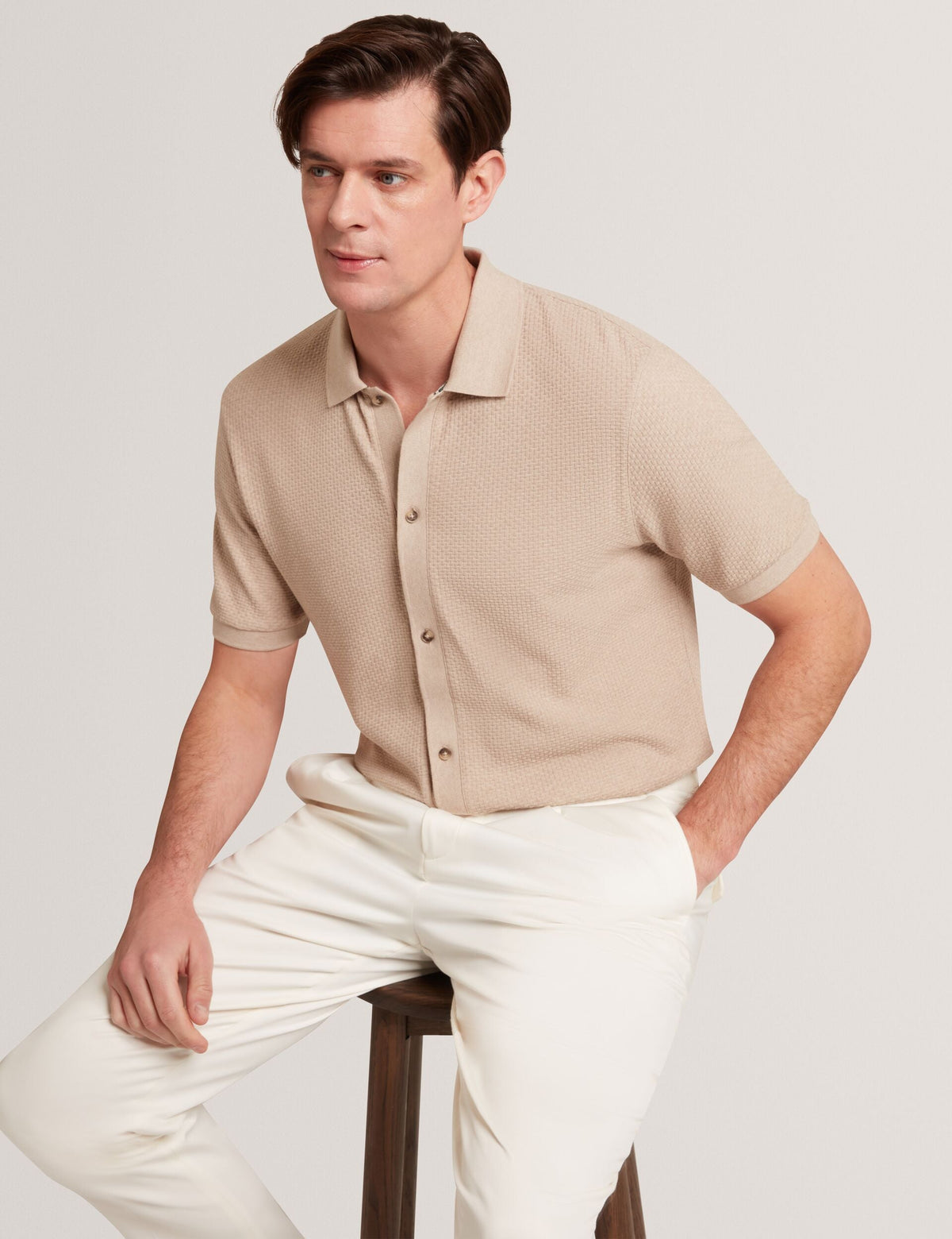 Ted Baker Connyr Textured Knit Buttonthrough Polo Shirt