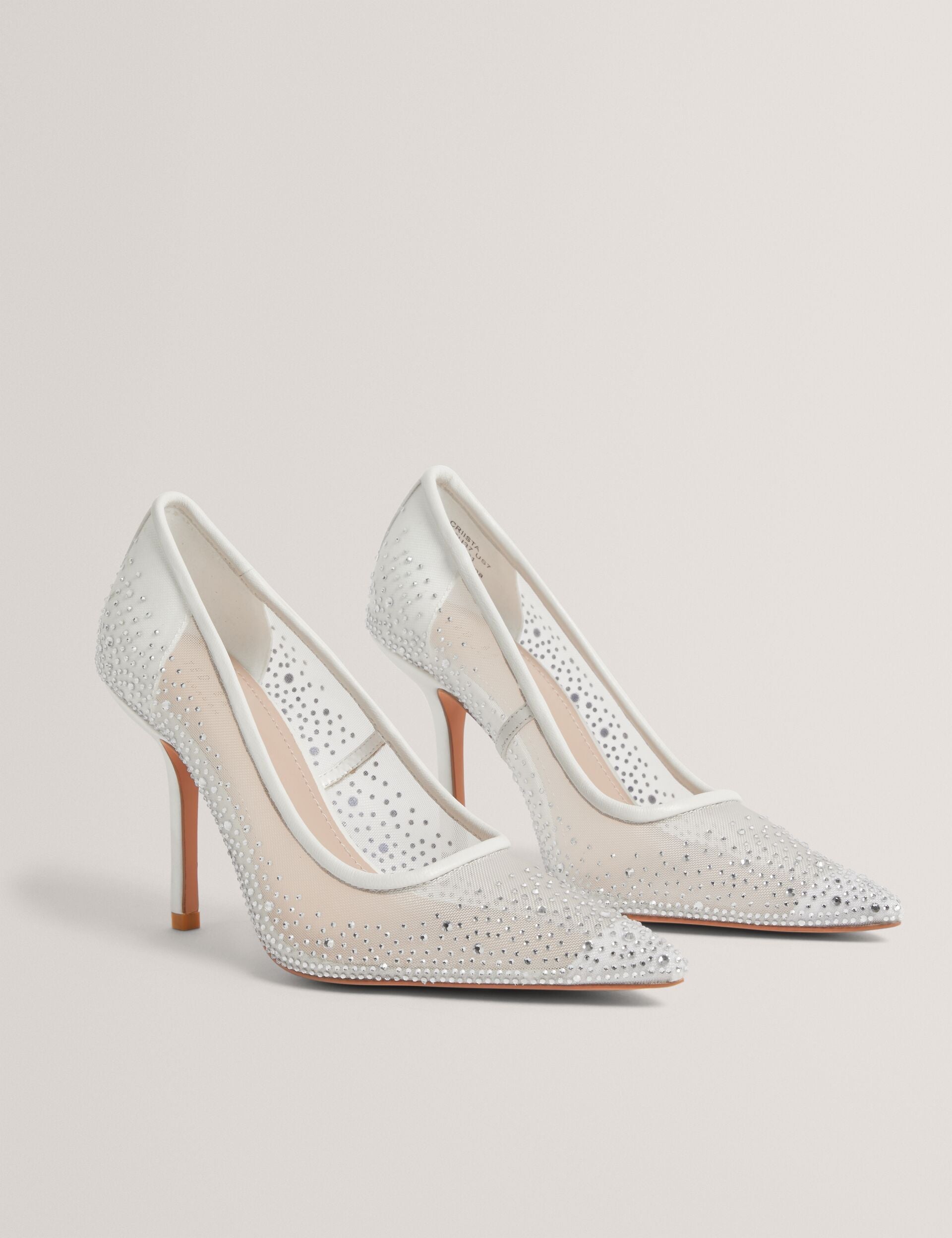 Ted Baker Criista Bejewelled Mesh Stiletto Court Heels Women's