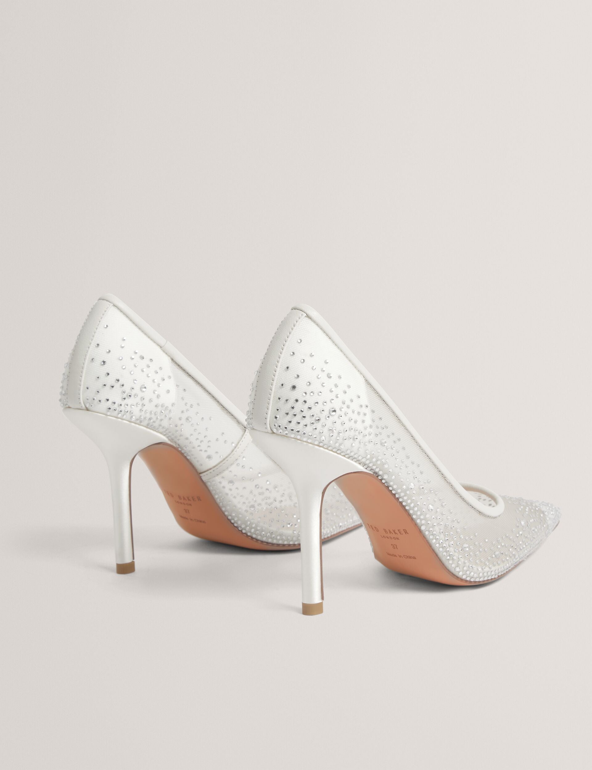 Ted Baker Criista Bejewelled Mesh Stiletto Court Heels Women's