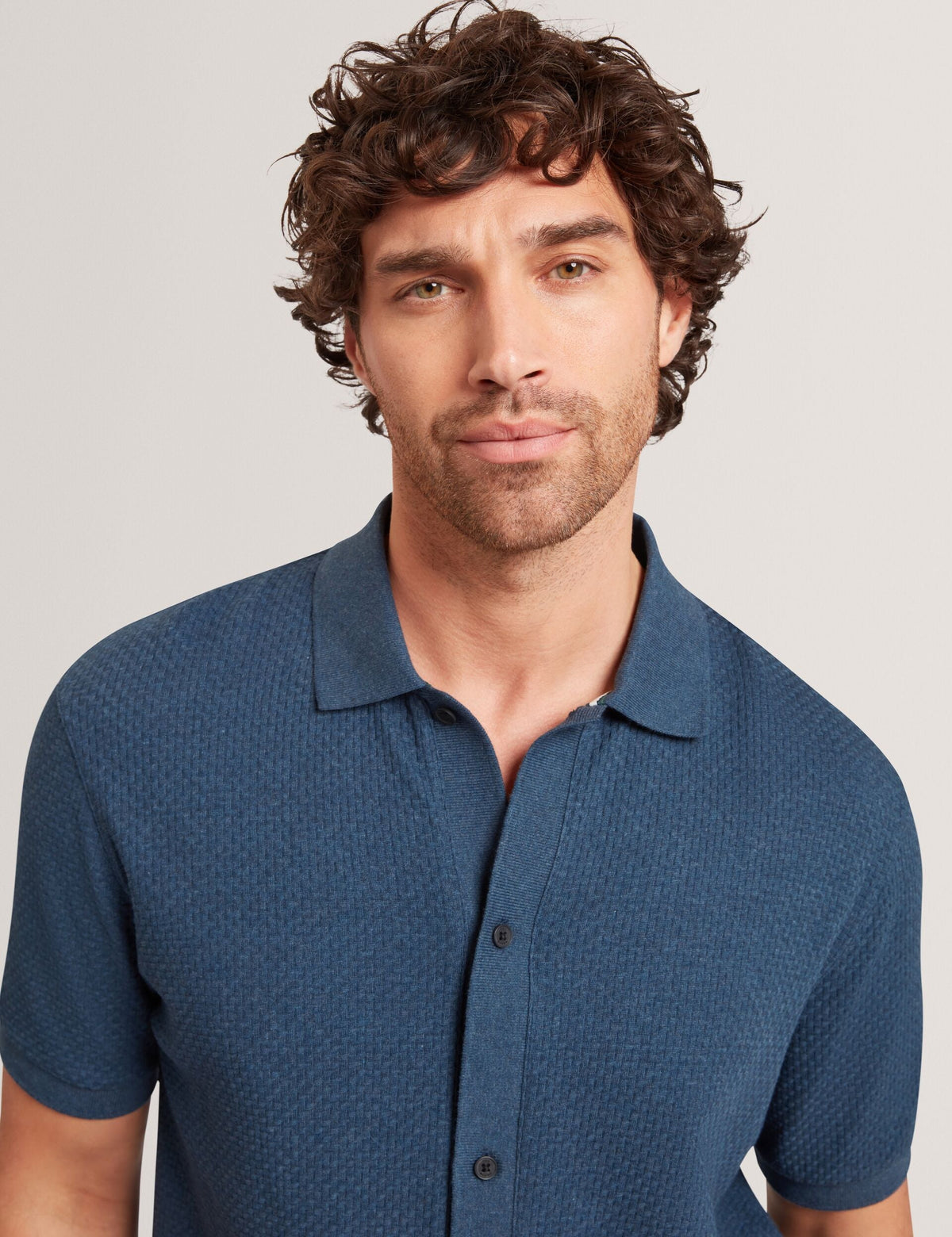 Ted Baker Connyr Textured Knit Buttonthrough Polo Shirt