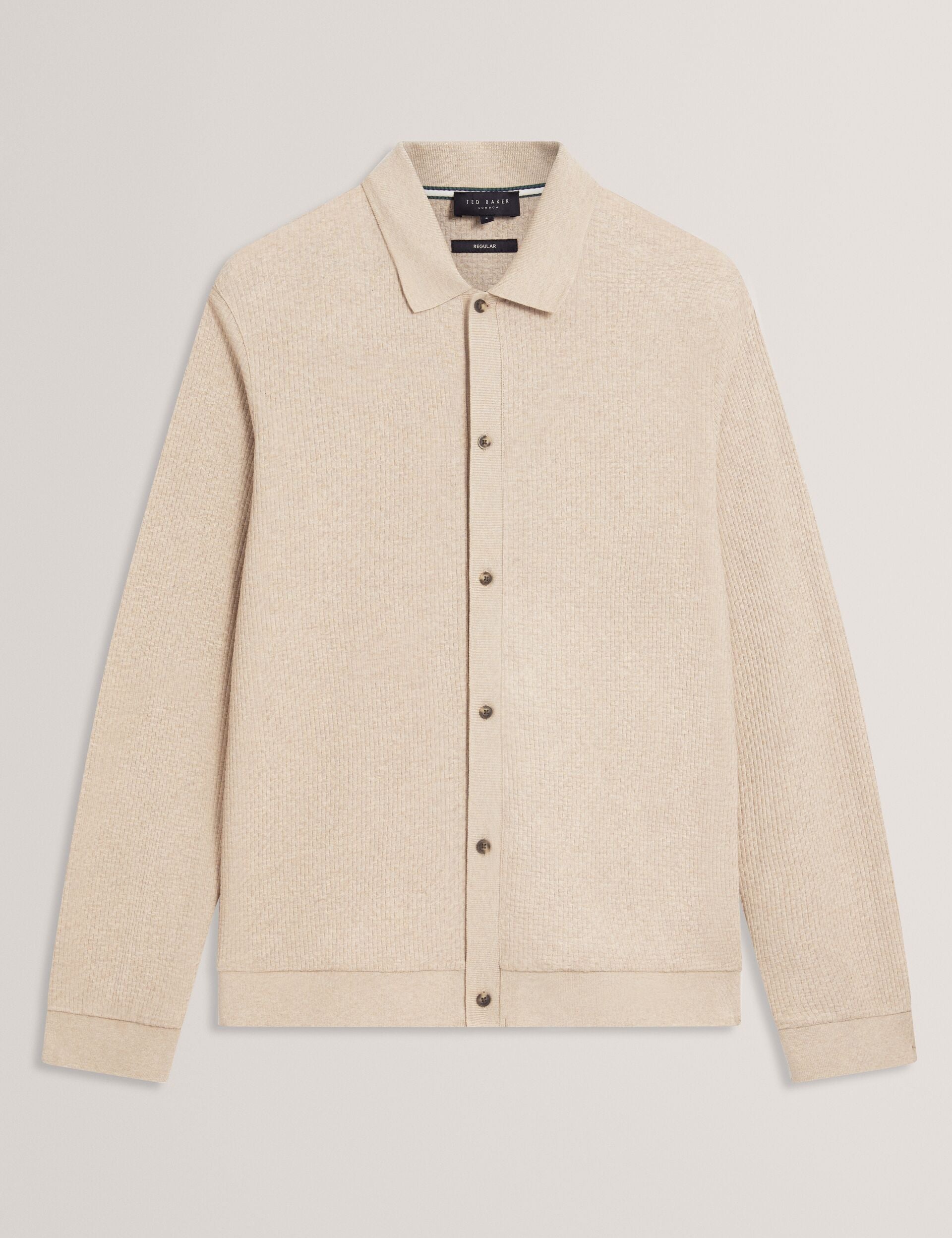 Ted Baker Wilkes Long Sleeve Textured Buttonthrough Polo