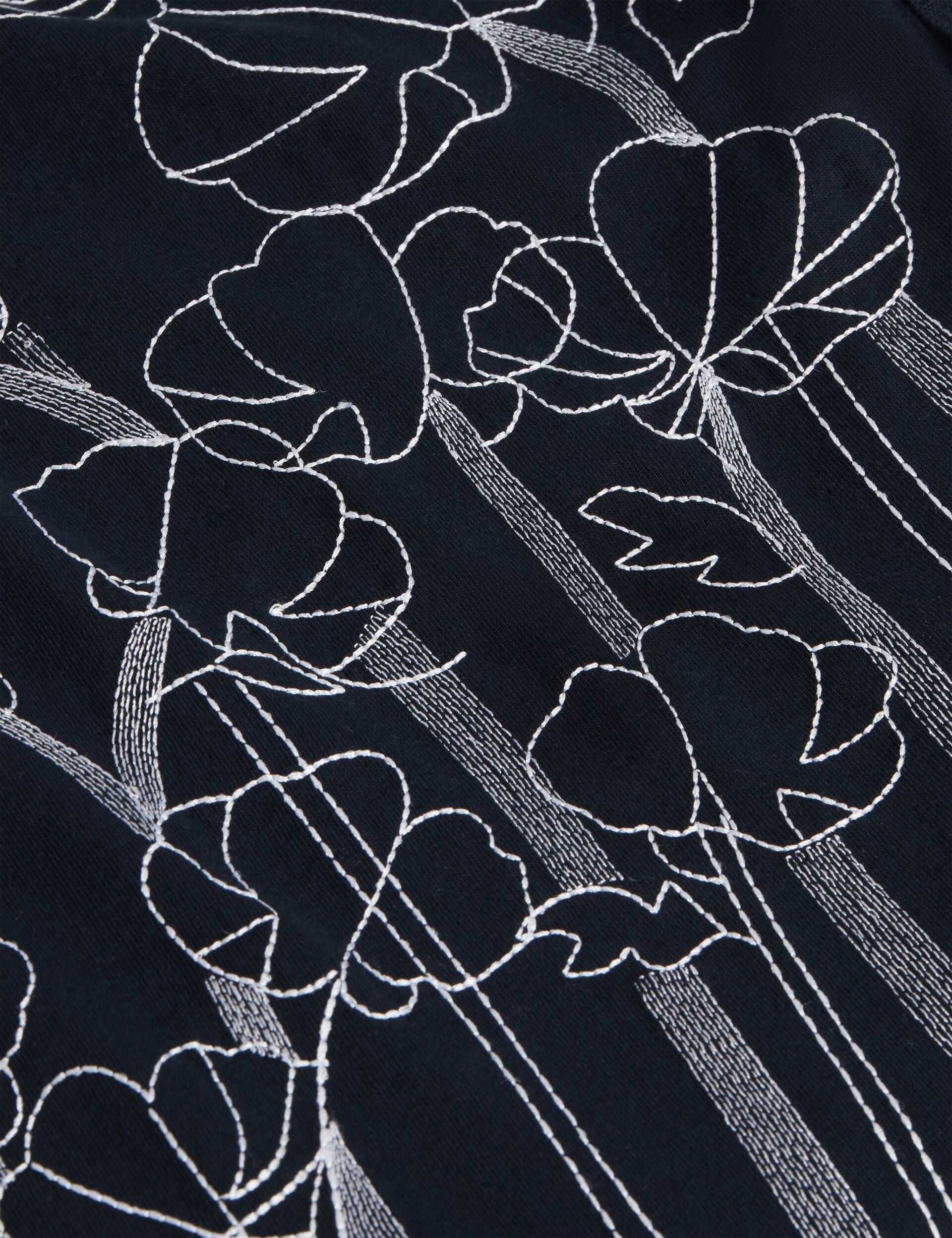 Ted Baker Actton Embroidered Floral Pure Cotton Knit Shirt