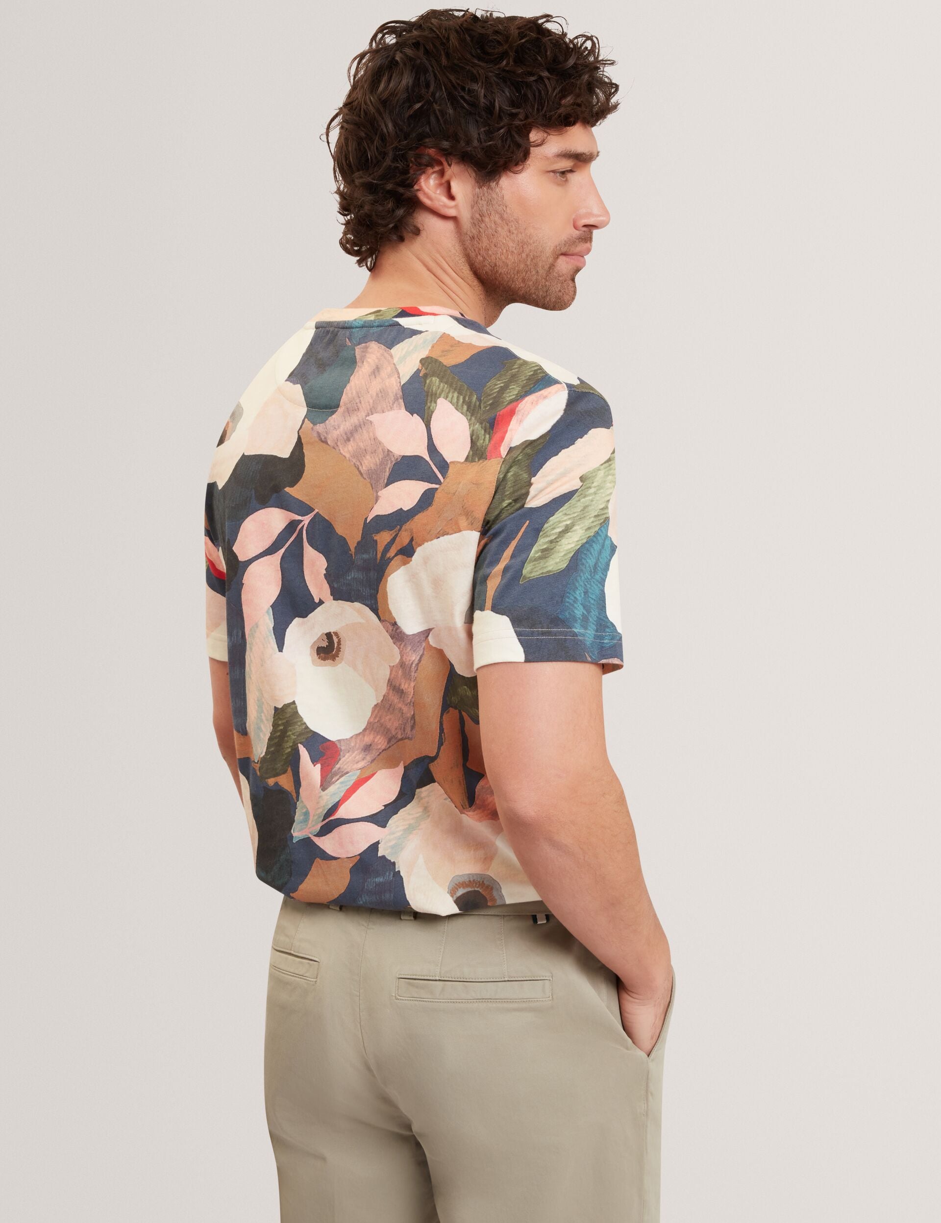 Ted Baker Dowlle Garden Print Crew Neck Cotton Tshirt