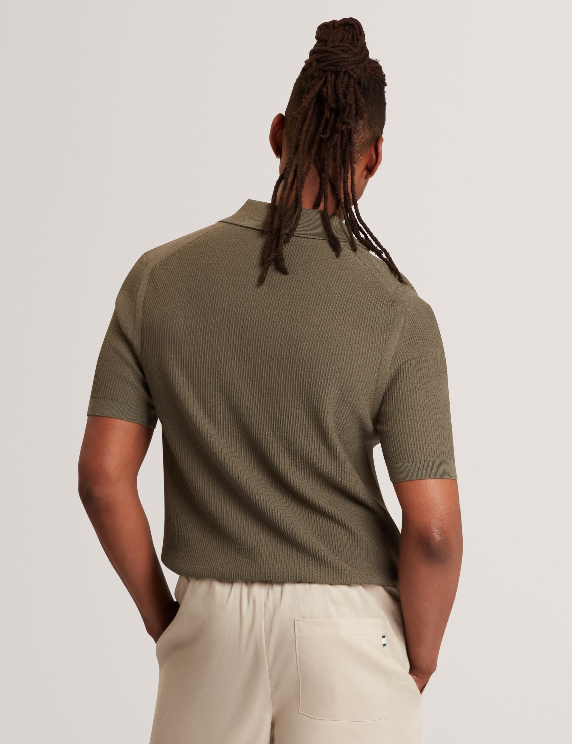 Ted Baker Aindrea Stitched Rib Open Neck Polo Shirt