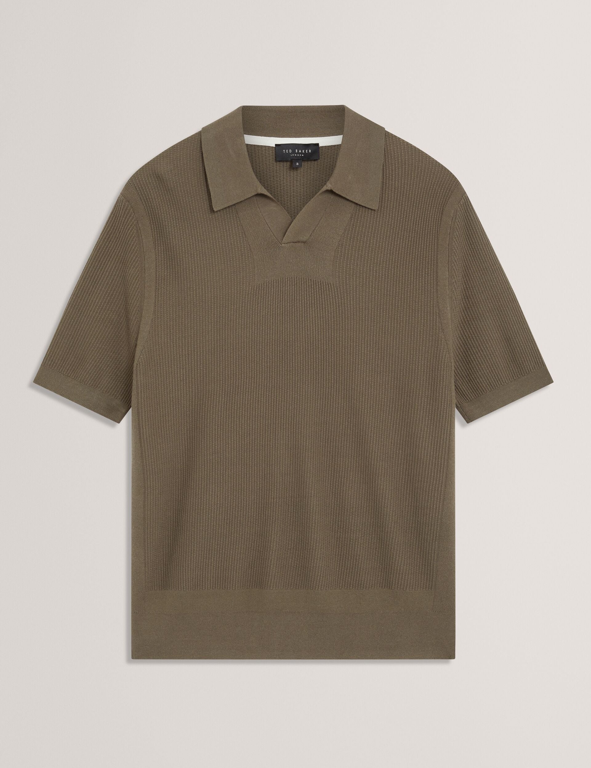 Ted Baker Aindrea Stitched Rib Open Neck Polo Shirt