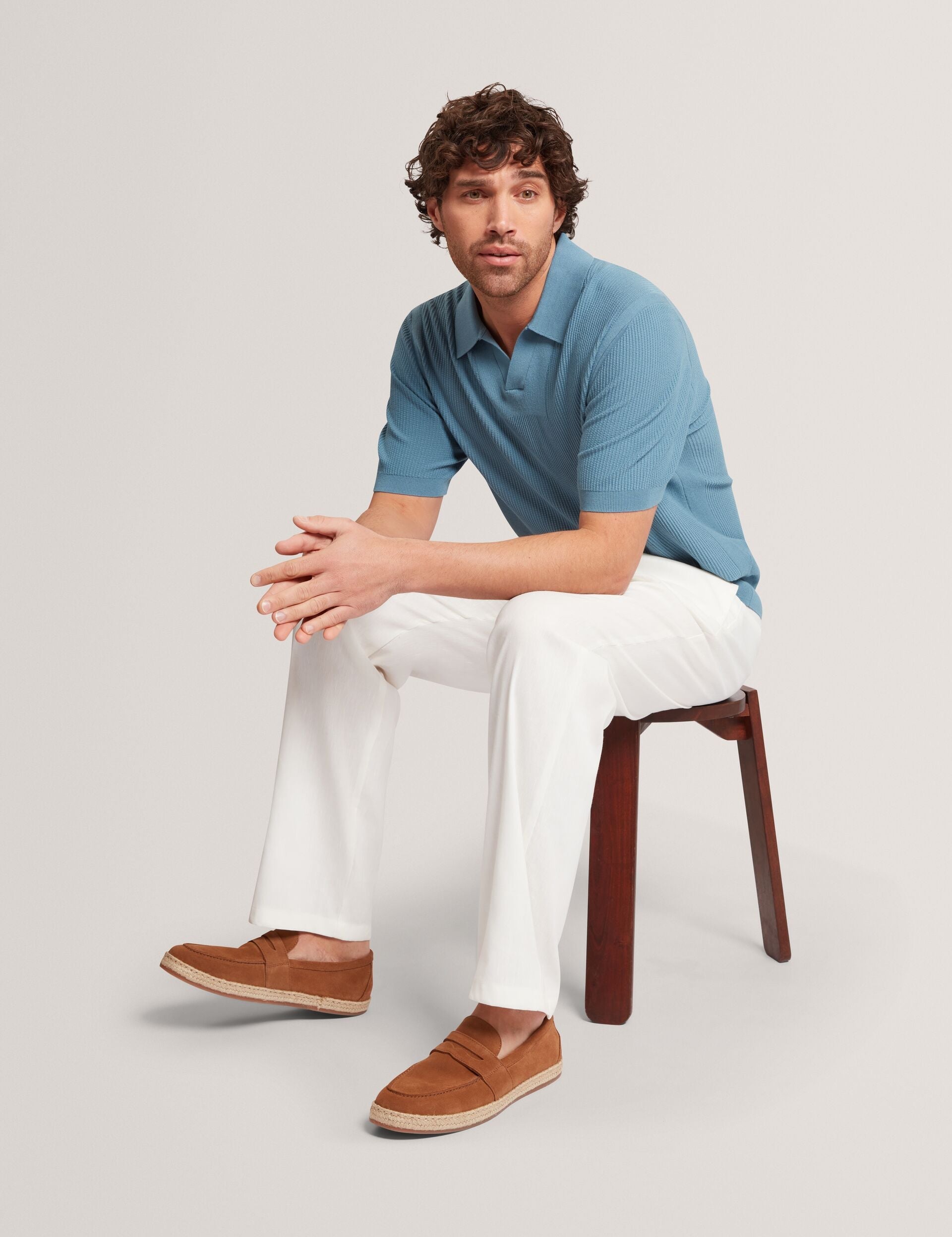 Ted Baker Aindrea Stitched Rib Open Neck Polo Shirt