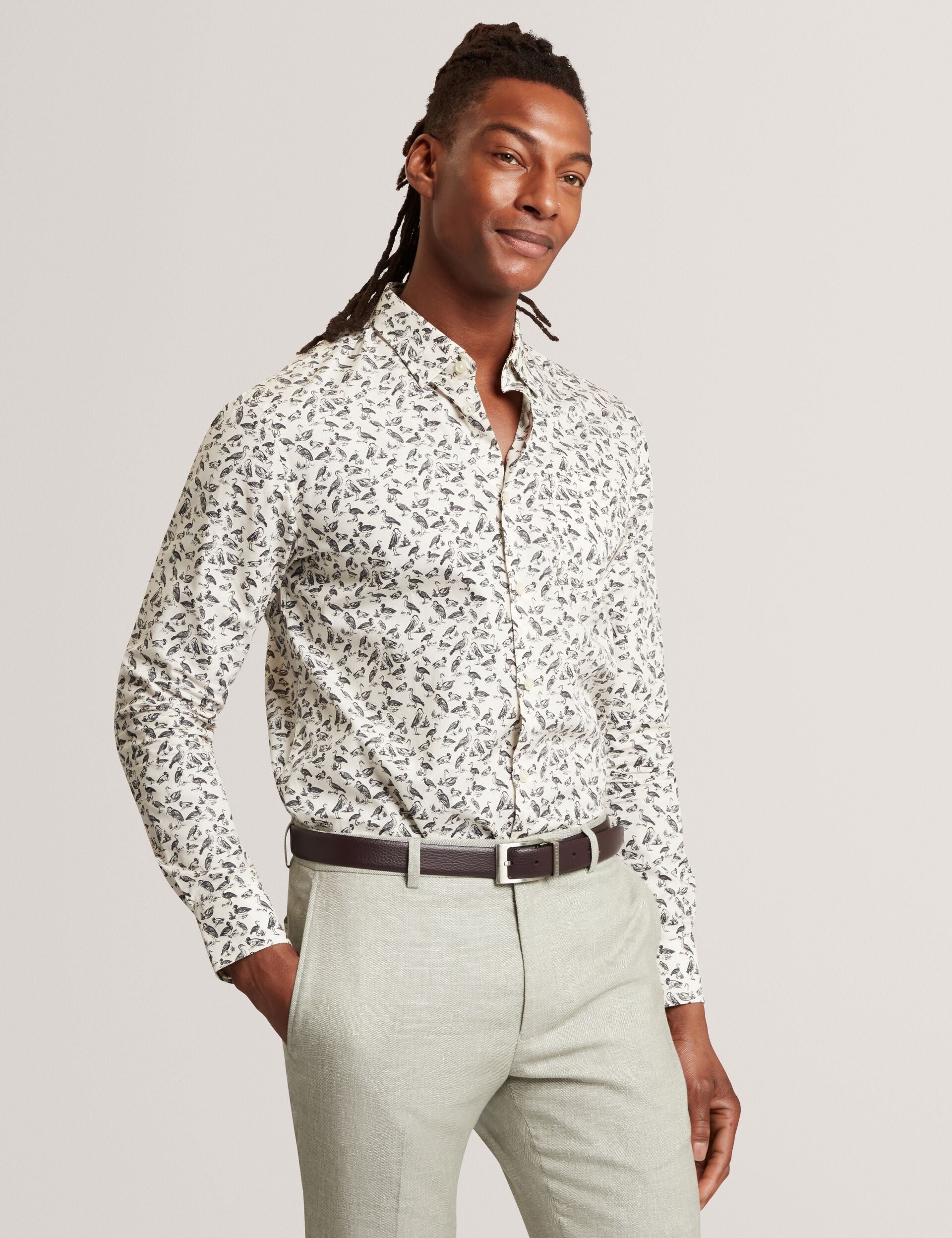 Ted Baker Bothwik Duck Print Long Sleeve Oxford Shirt