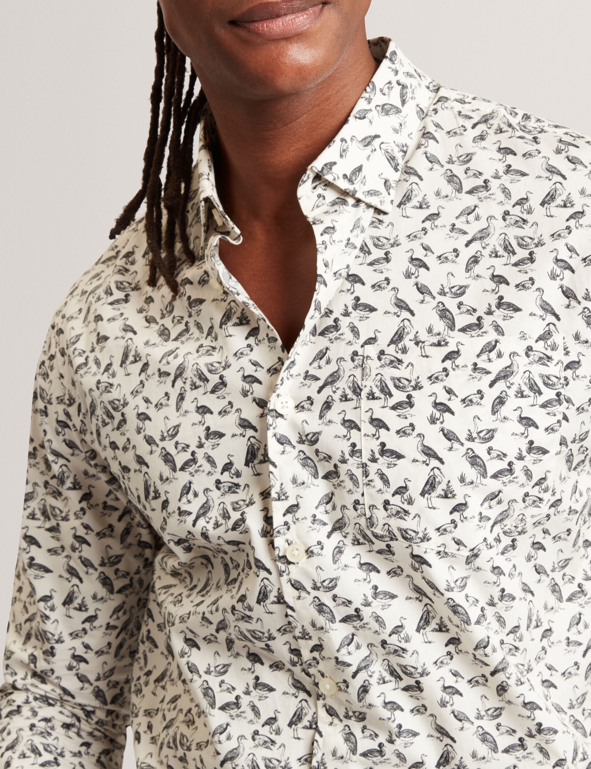 Ted Baker Bothwik Duck Print Long Sleeve Oxford Shirt
