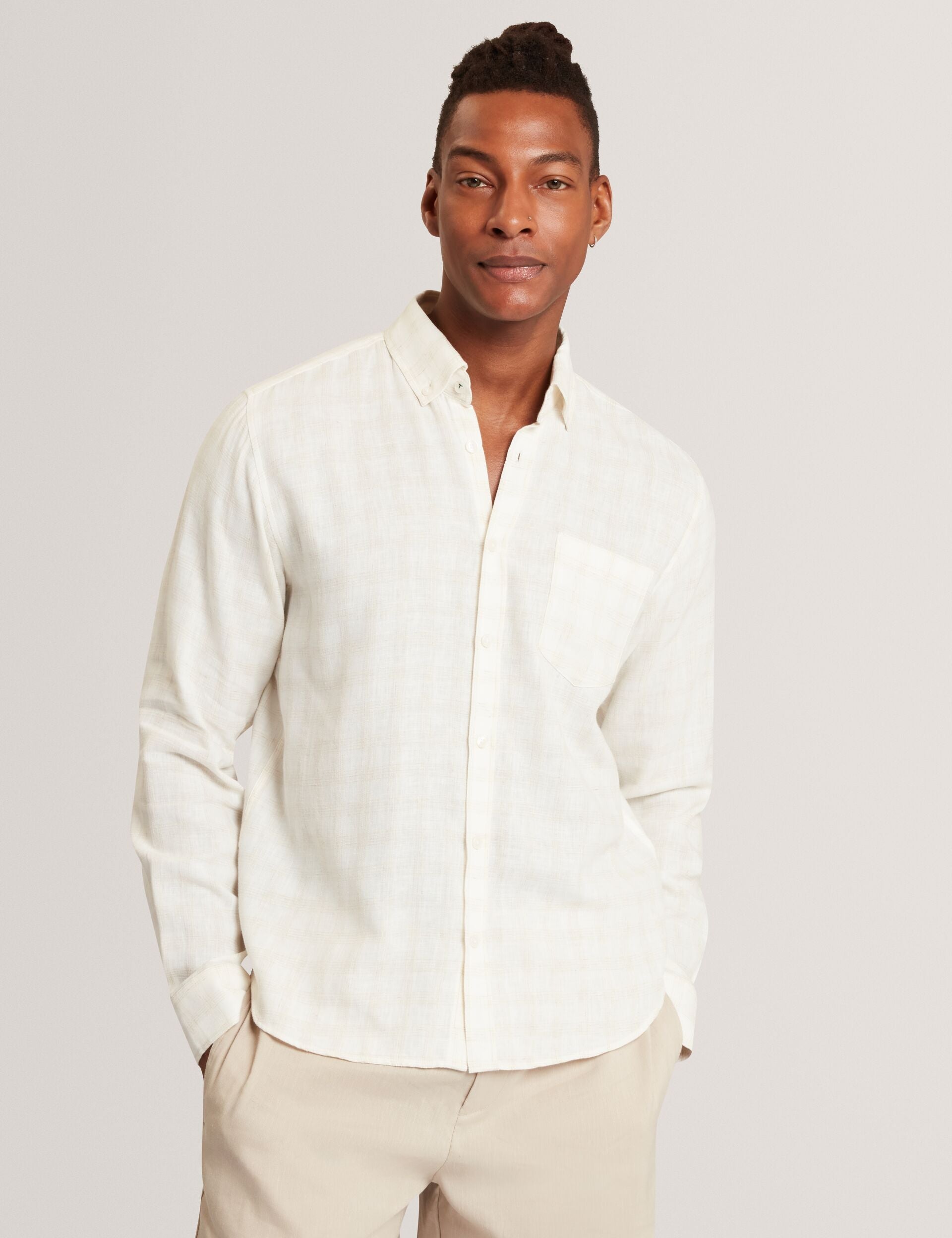 Ted Baker Andrey Relaxed Marl Check Long Sleeve Shirt