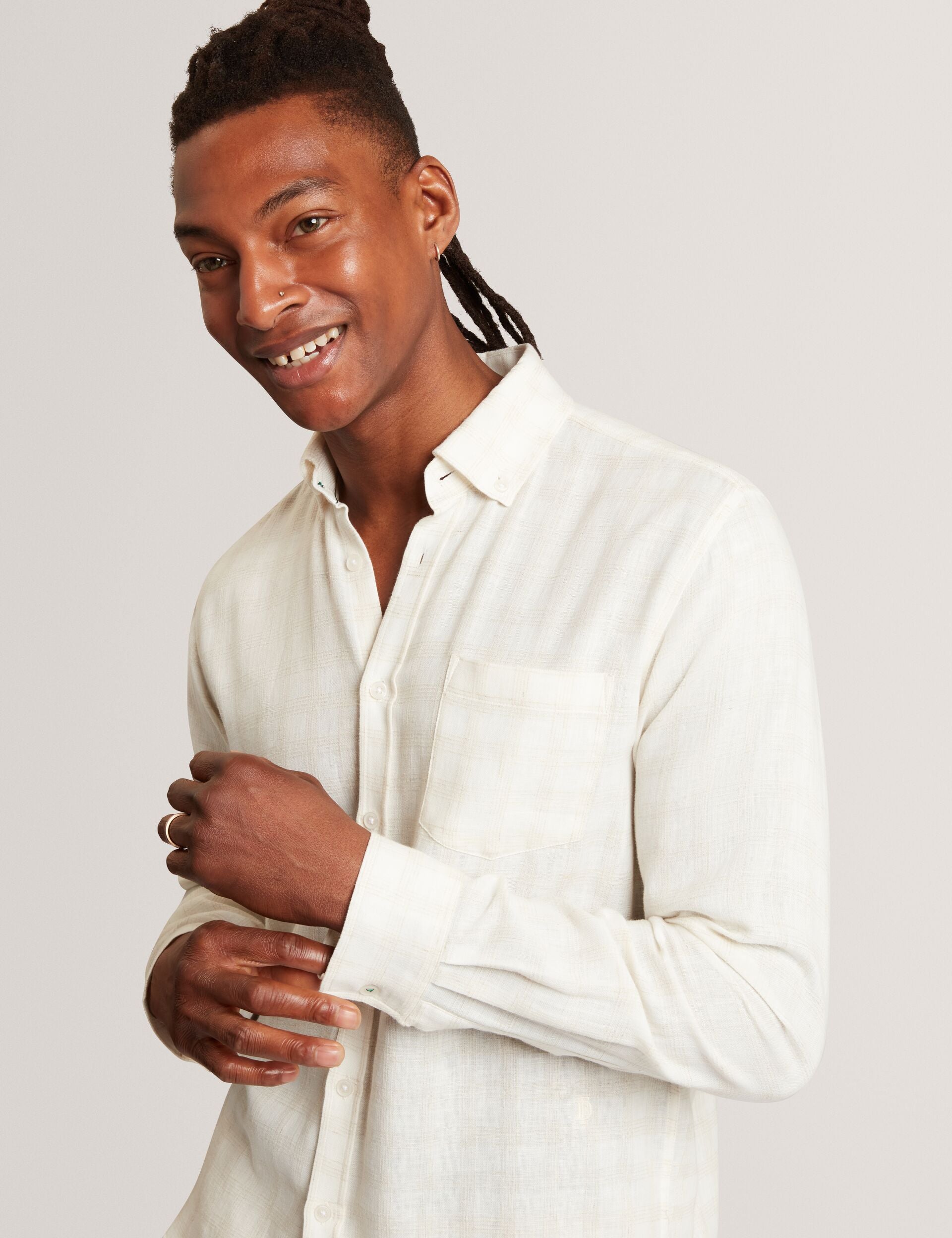 Ted Baker Andrey Relaxed Marl Check Long Sleeve Shirt