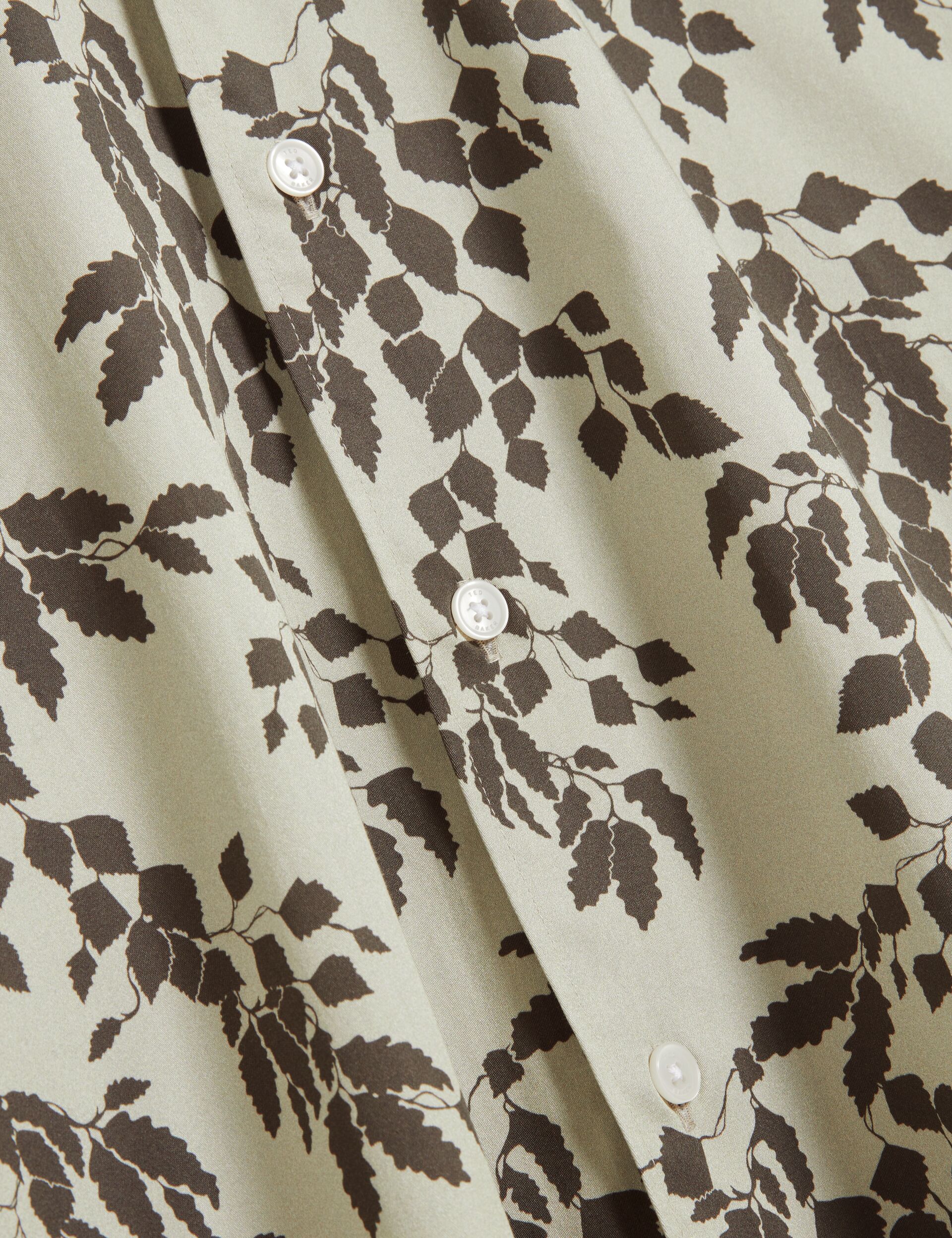 Ted Baker Dornan Foliage Print Cotton Long Sleeve Shirt