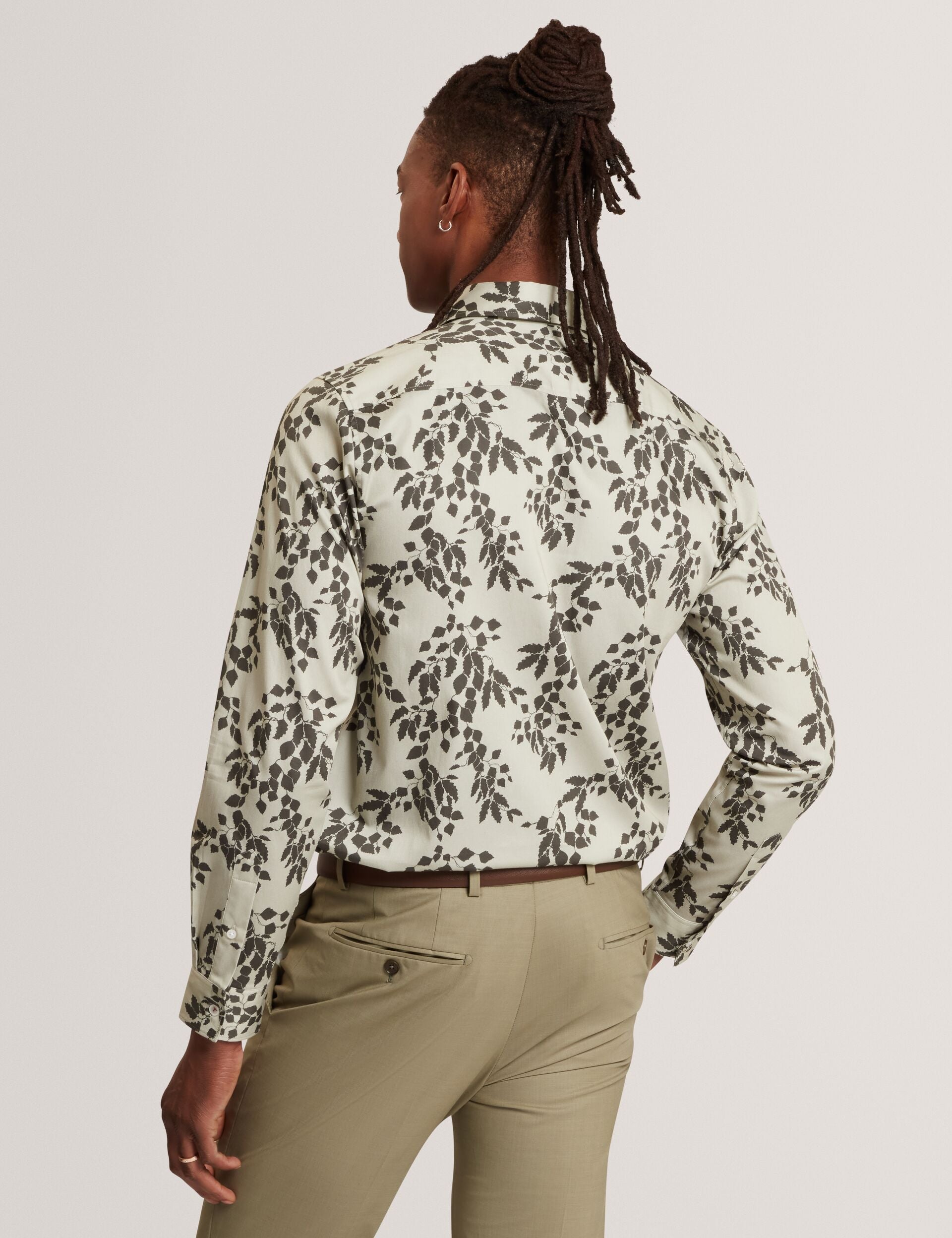 Ted Baker Dornan Foliage Print Cotton Long Sleeve Shirt