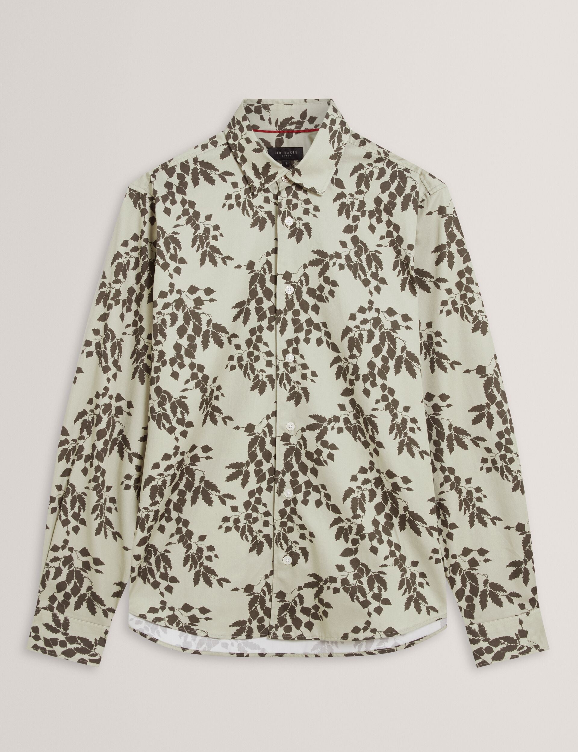 Ted Baker Dornan Foliage Print Cotton Long Sleeve Shirt