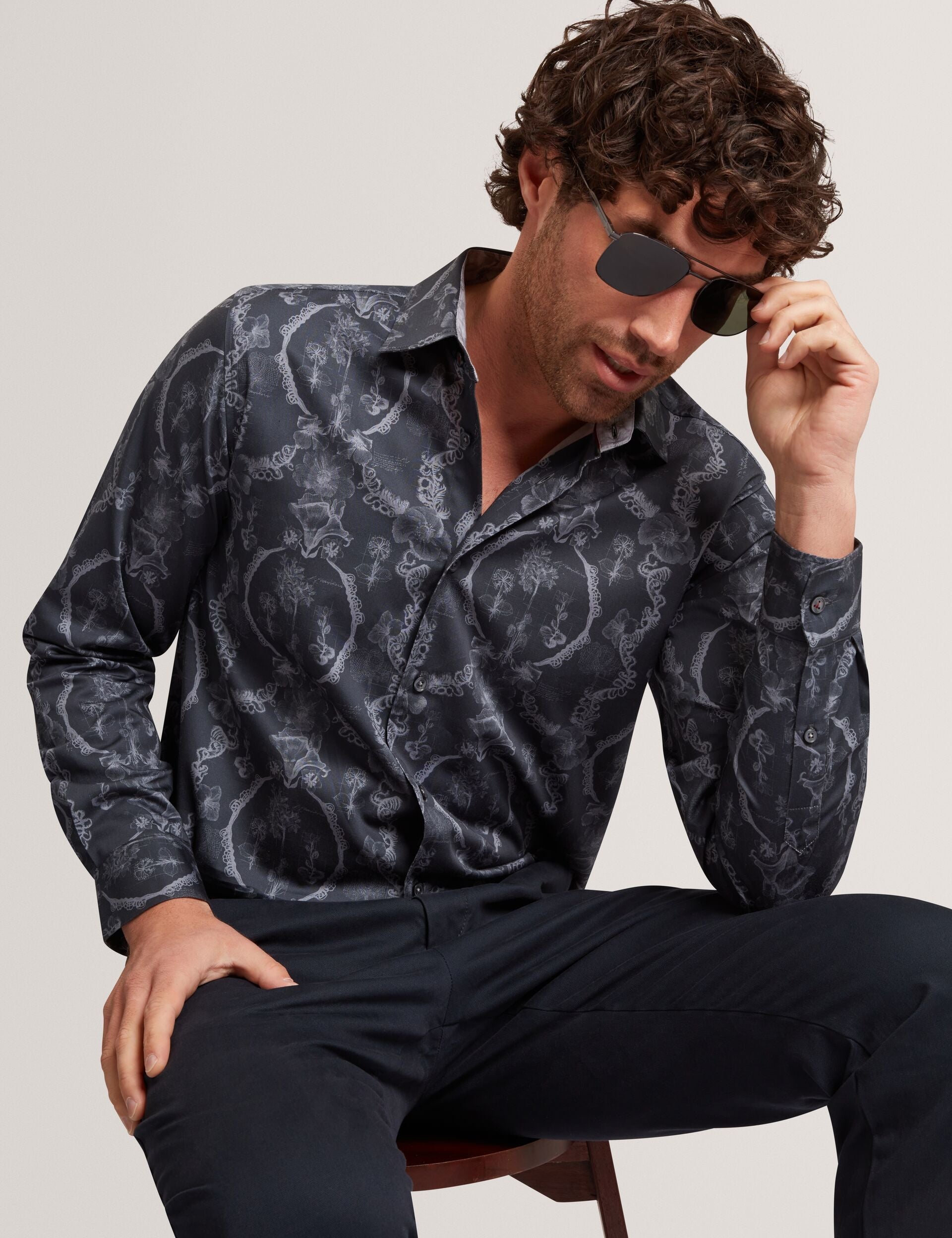 Ted Baker Baddley Botanical Lace Cotton Stretch Shirt