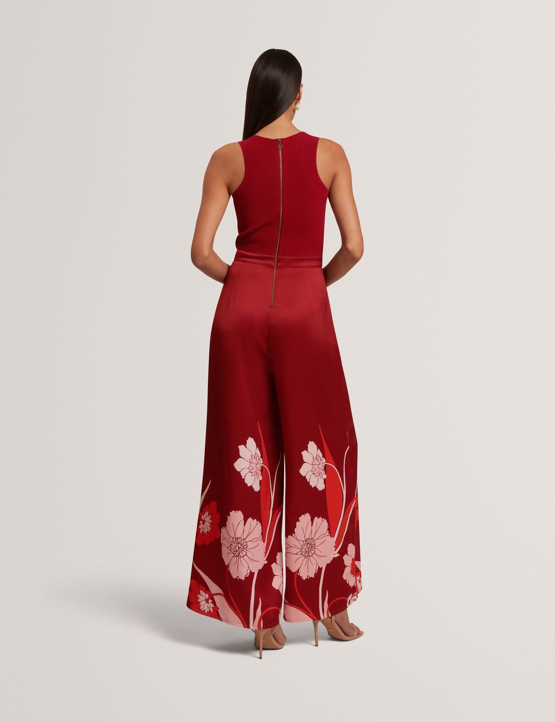 Ted Baker Izeny Knit Bodice Floral Printed Trouser Jumpsuit Women's