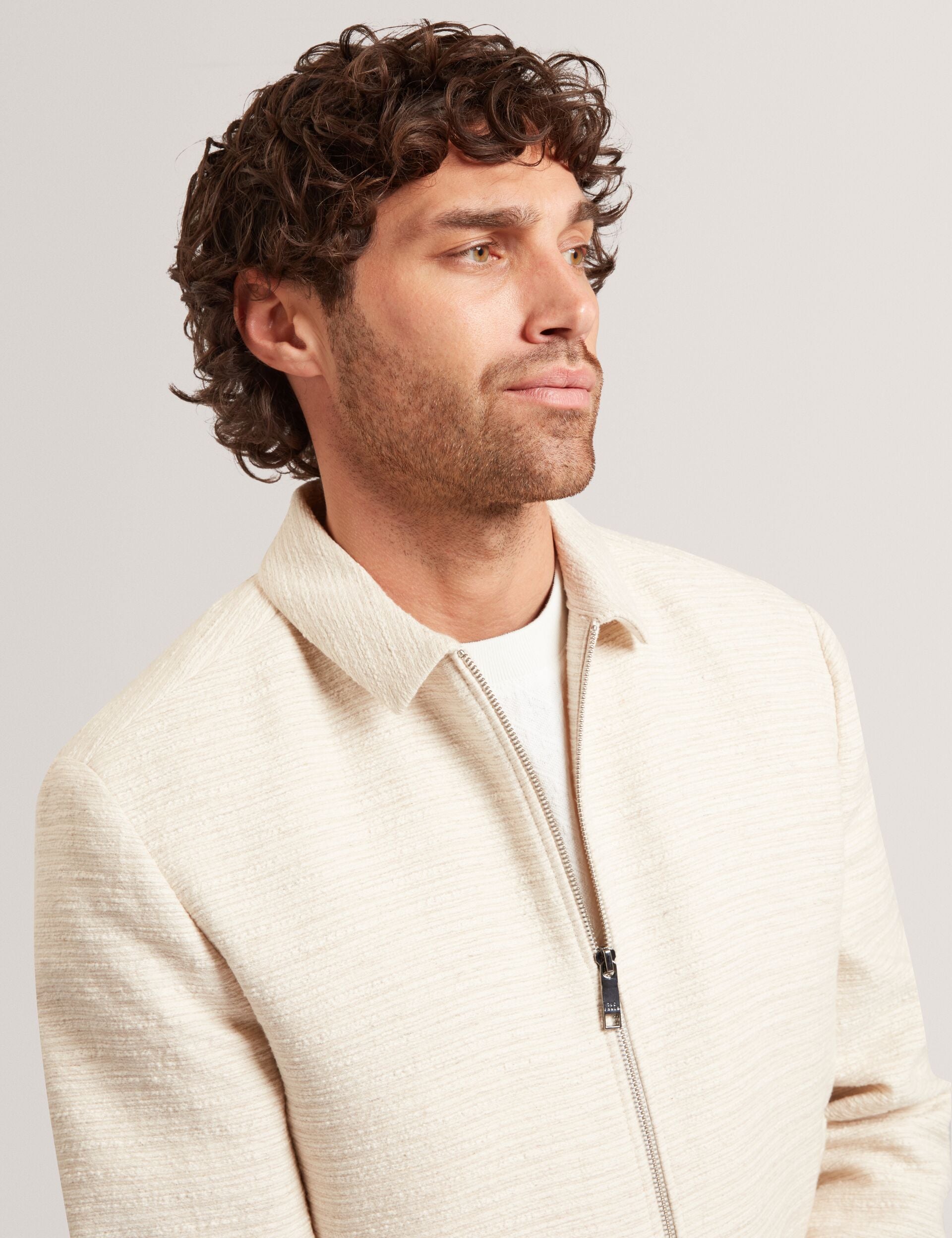 Ted Baker Rustich Textured Cotton Blend Harrington Jacket
