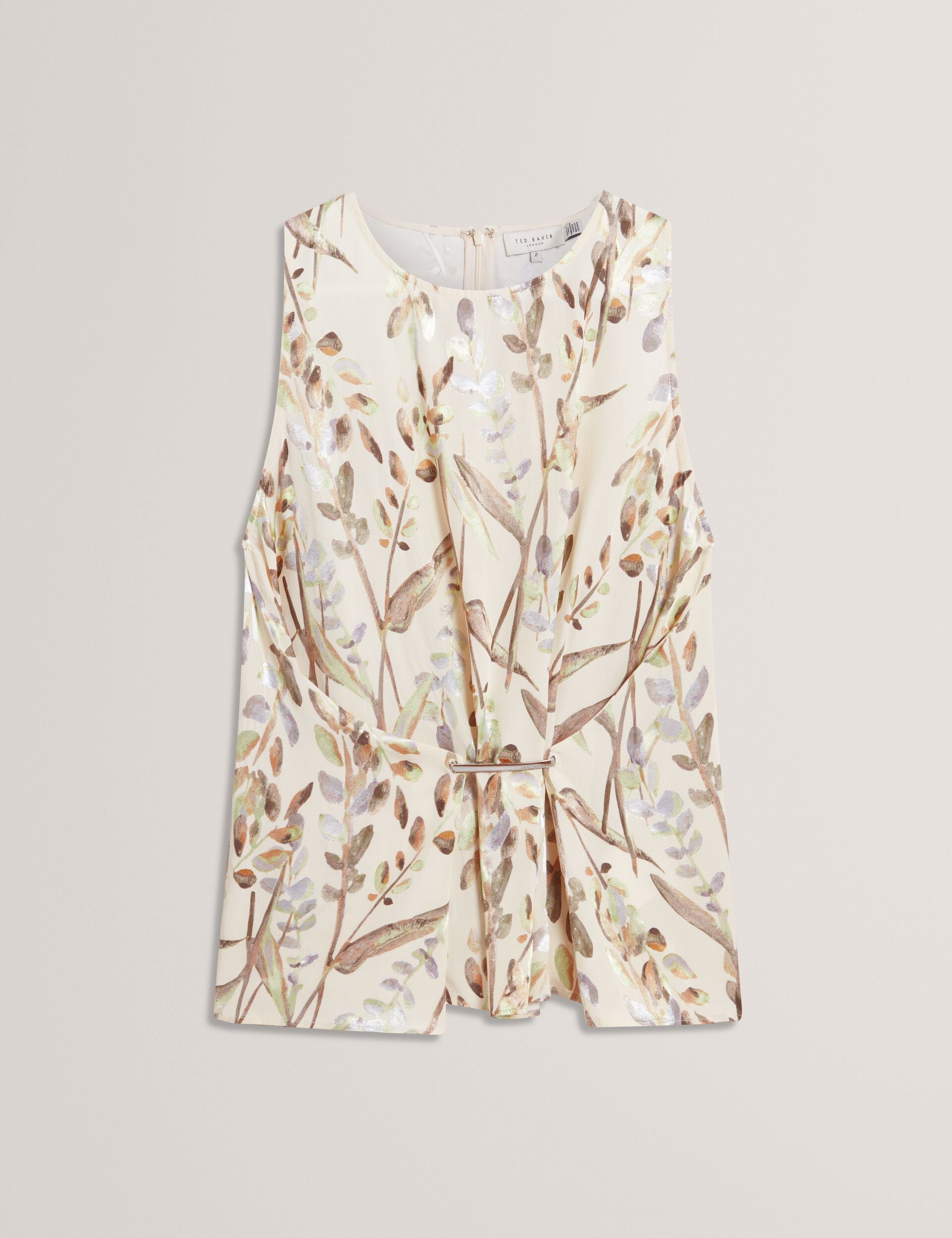 Ted Baker Clowdia Jacquard Leaf Cinched Waist Sleeveless Top Women's