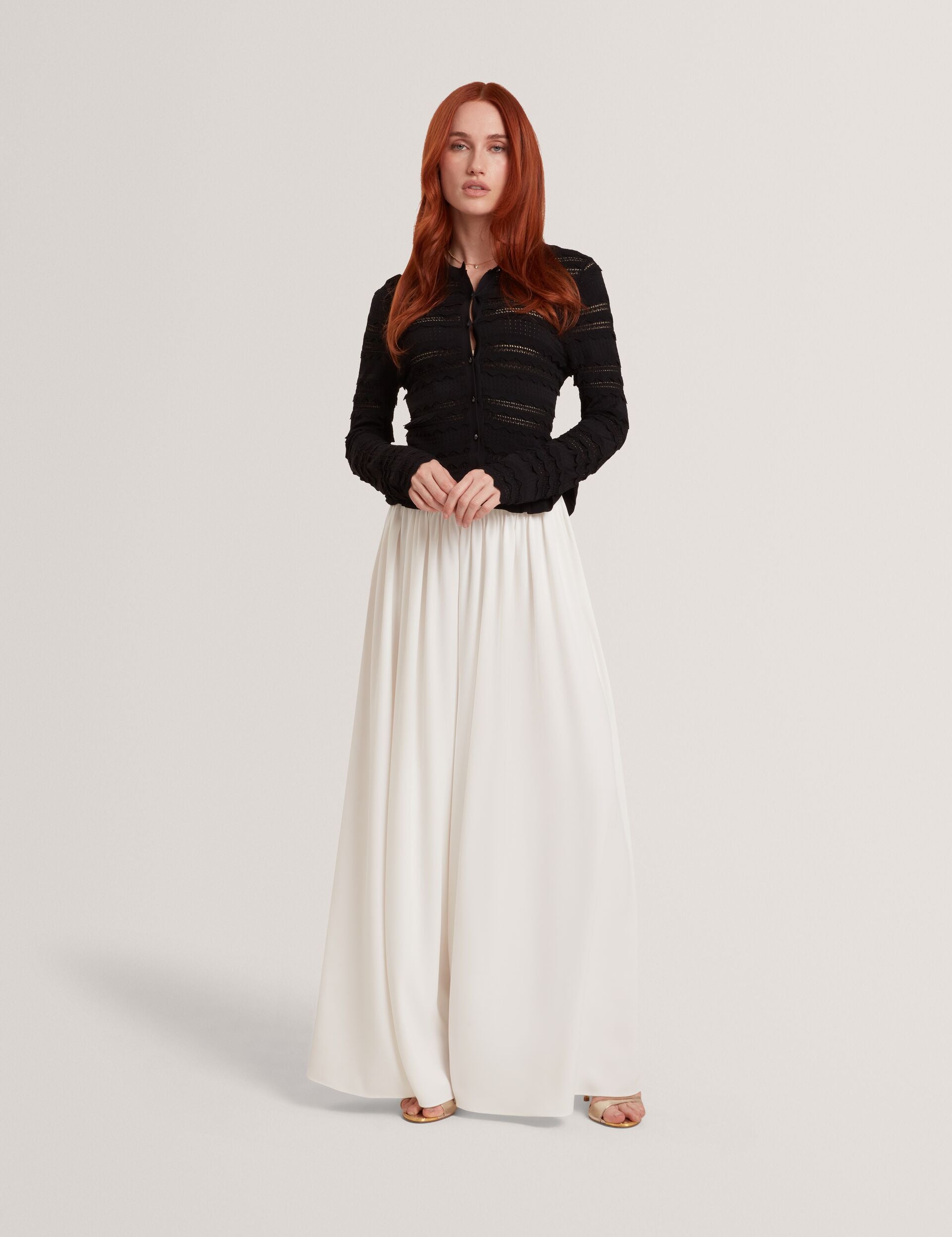 Ted Baker Avria Frilled Hem Knitted Crew Neck Cardigan Women's