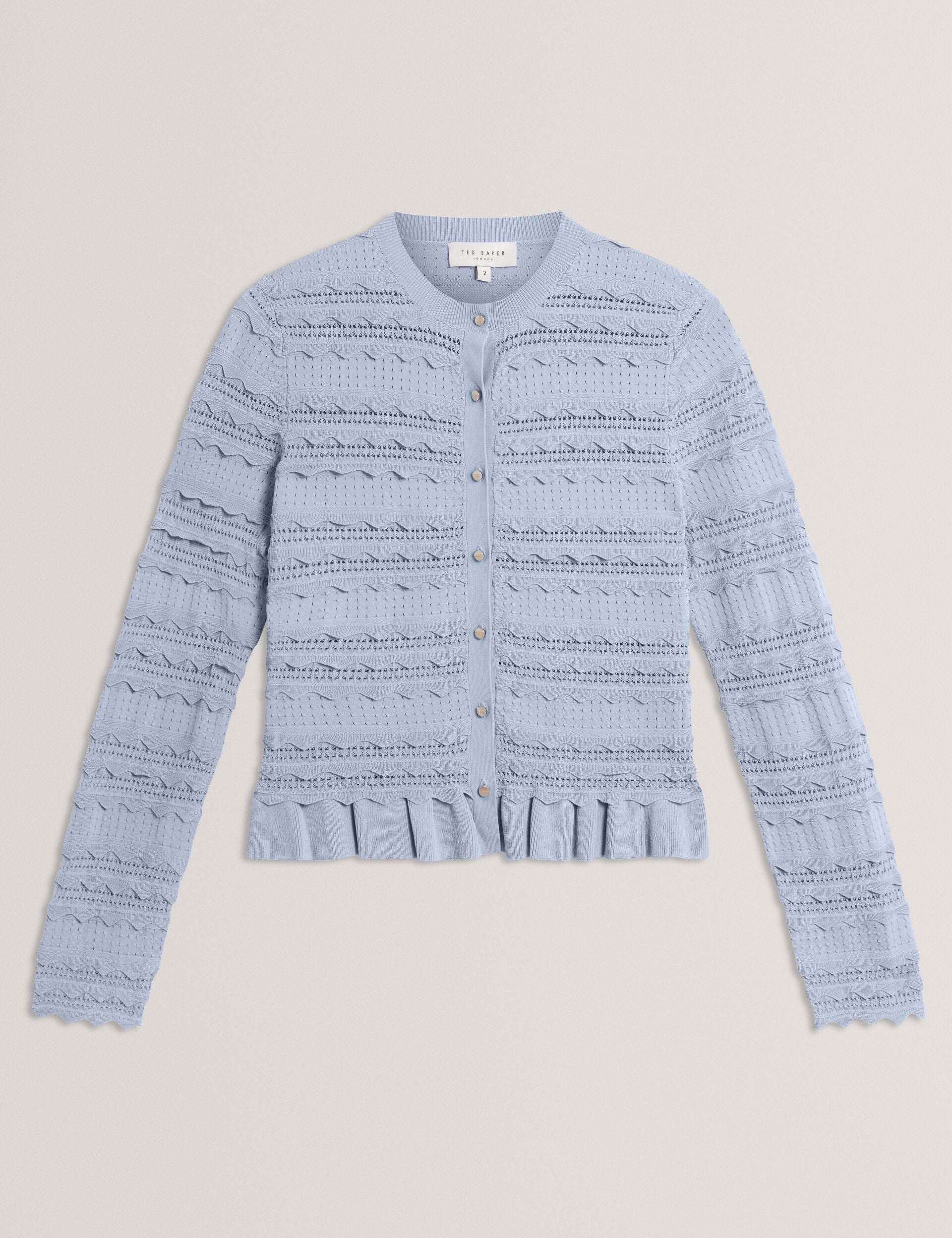 Ted Baker Avria Frilled Hem Knitted Crew Neck Cardigan Women's