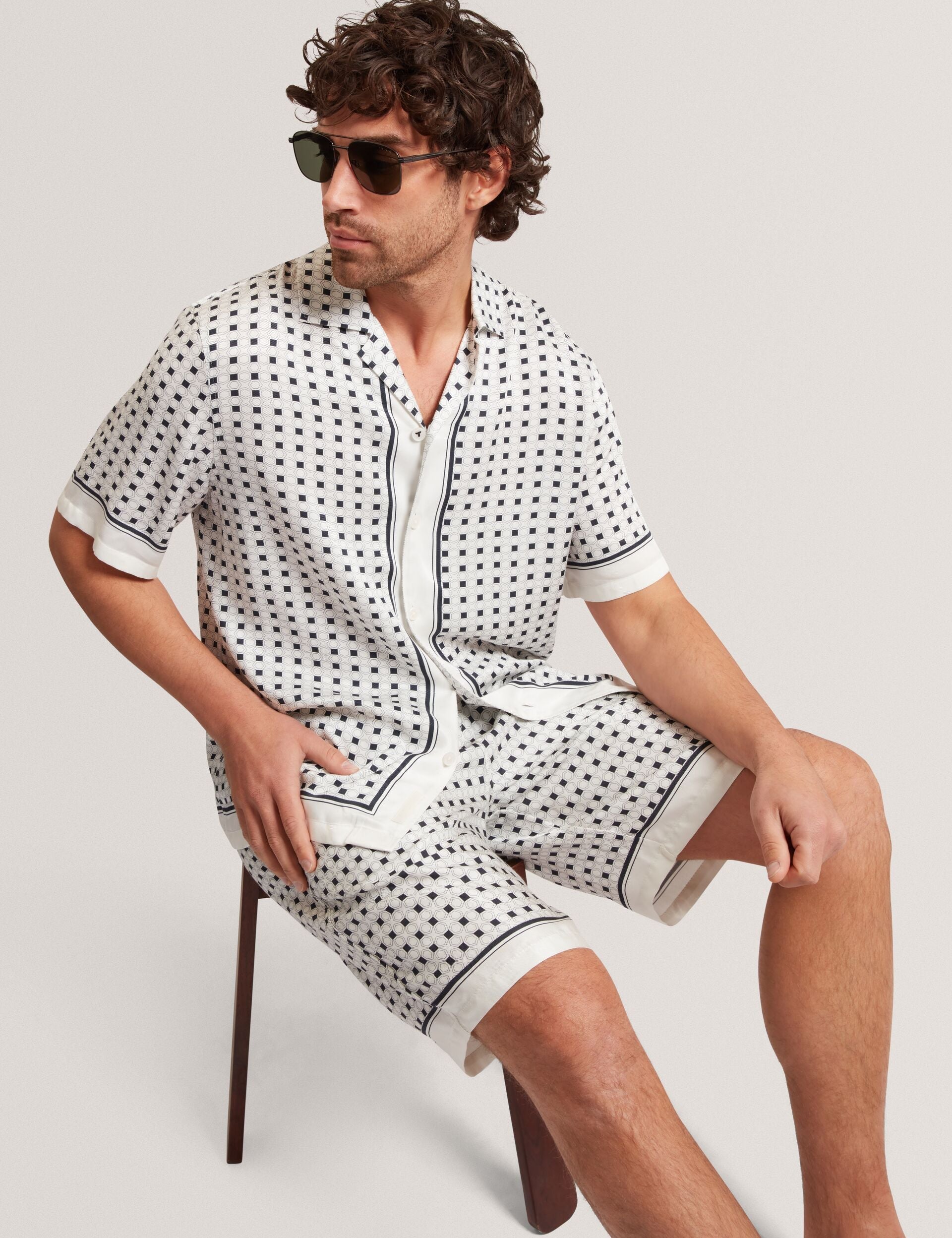 Ted Baker Attlass Geo Tile Print Relaxed Pullon Shorts