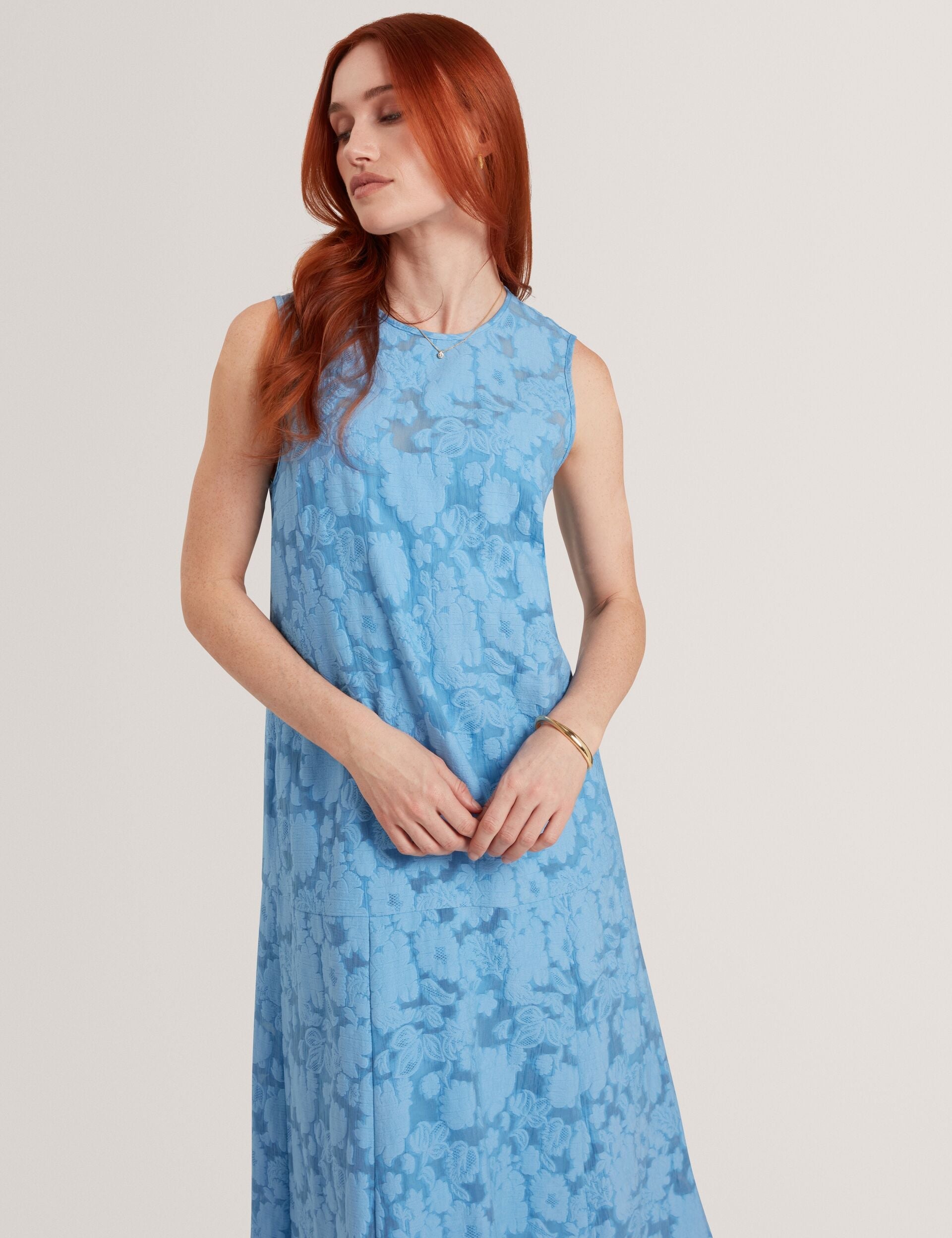 Ted Baker Bayiia Burnout Floral Drop Waist Midi Dress Women's