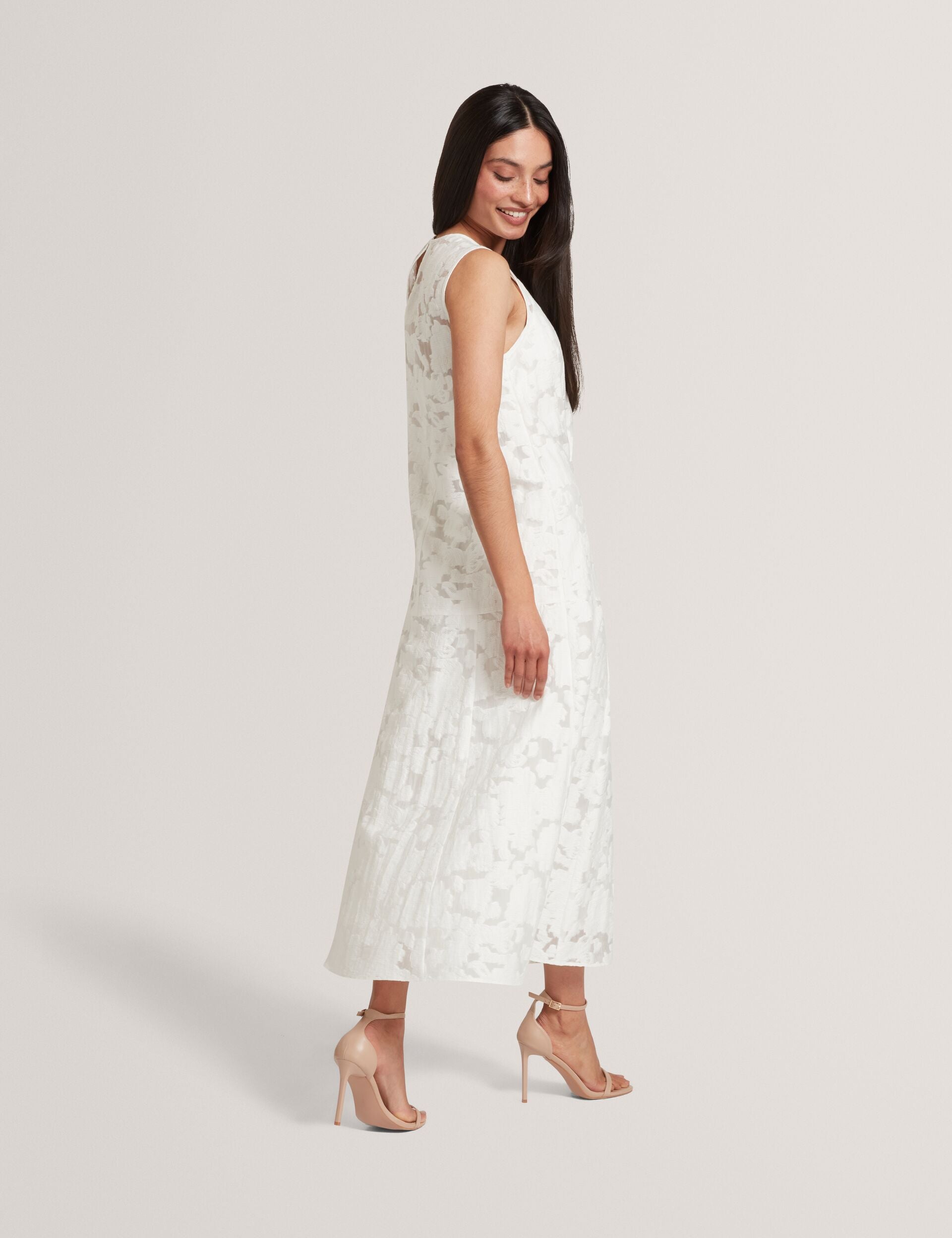 Ted Baker Bayiia Burnout Floral Drop Waist Midi Dress Women's