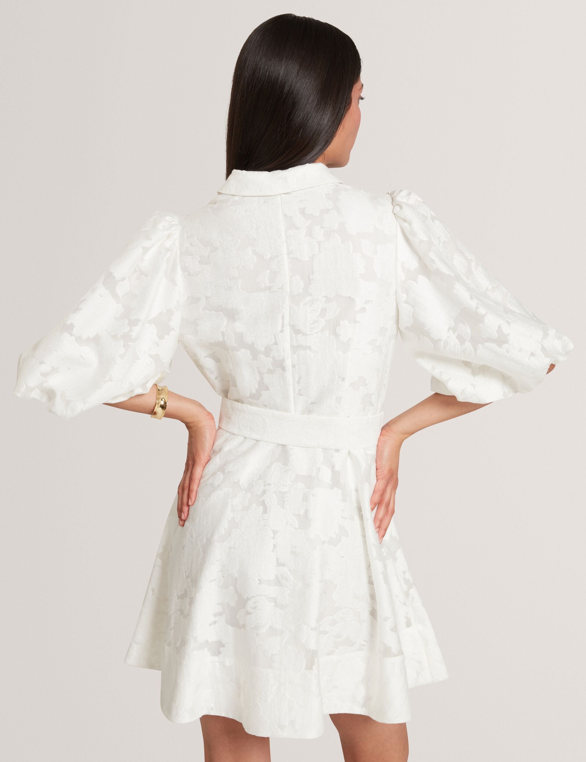 Ted Baker Antya Burnout Floral Puff Sleeve Mini Shirt Dress Women's